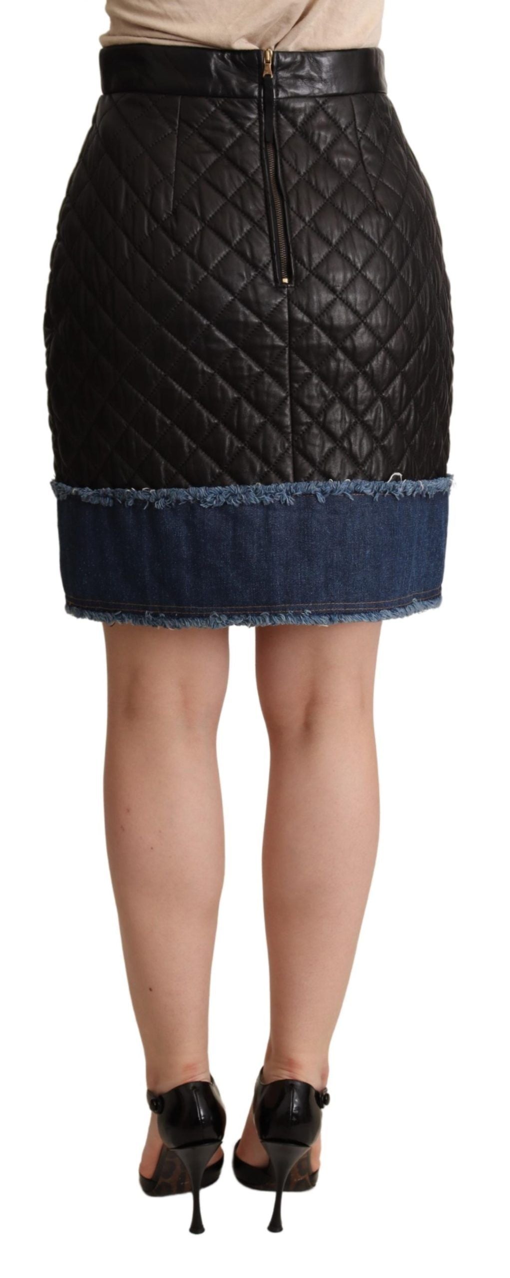 Dolce & Gabbana Black Quilted Leather Mini Women's Skirts