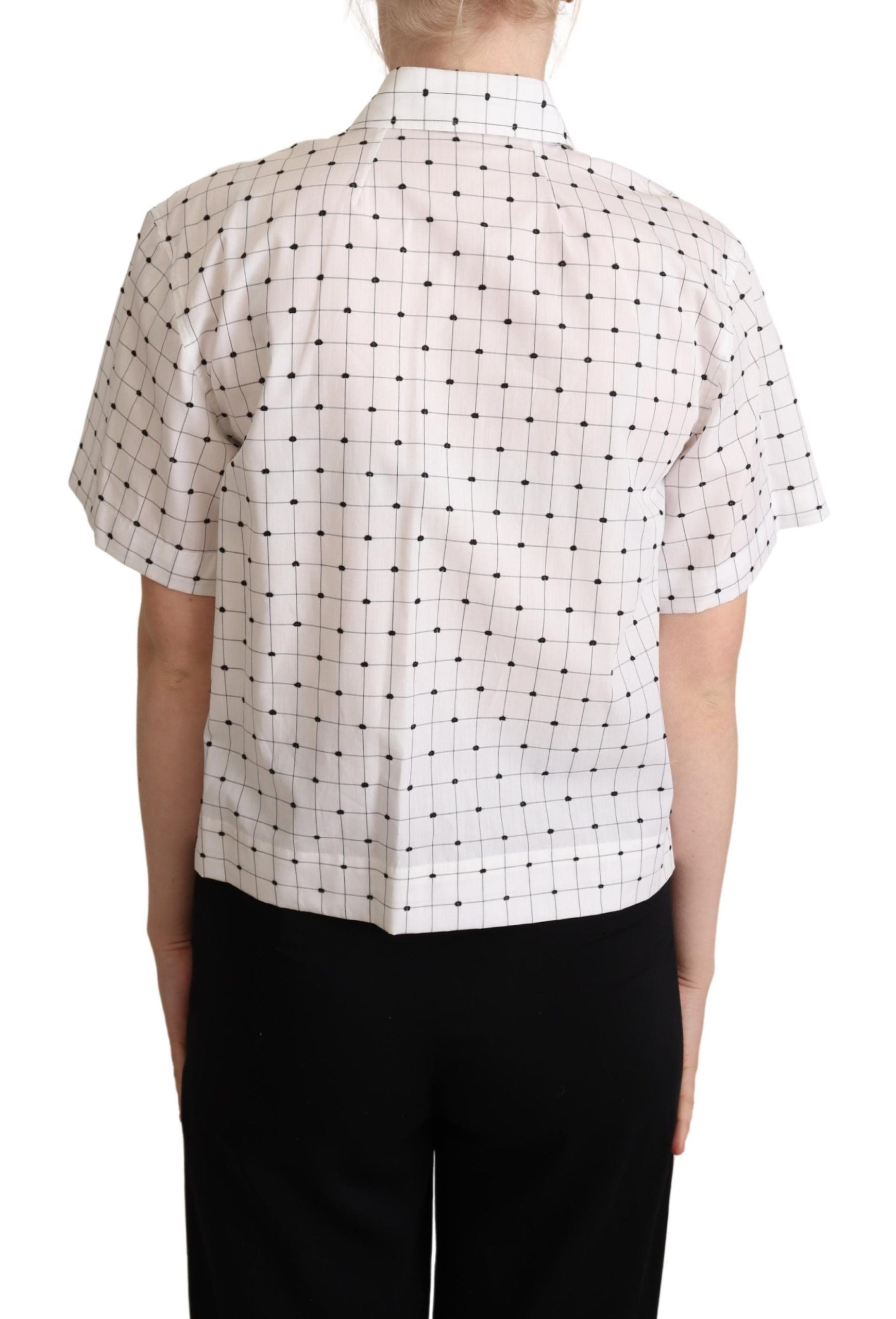 Dolce & Gabbana Chic Monochrome Polka Dot Polo Women's Top