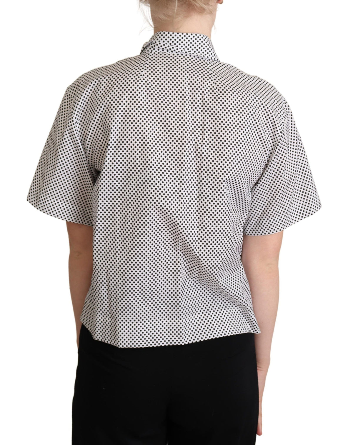 Dolce & Gabbana Black Polka Dot Collared Shirt Women's White