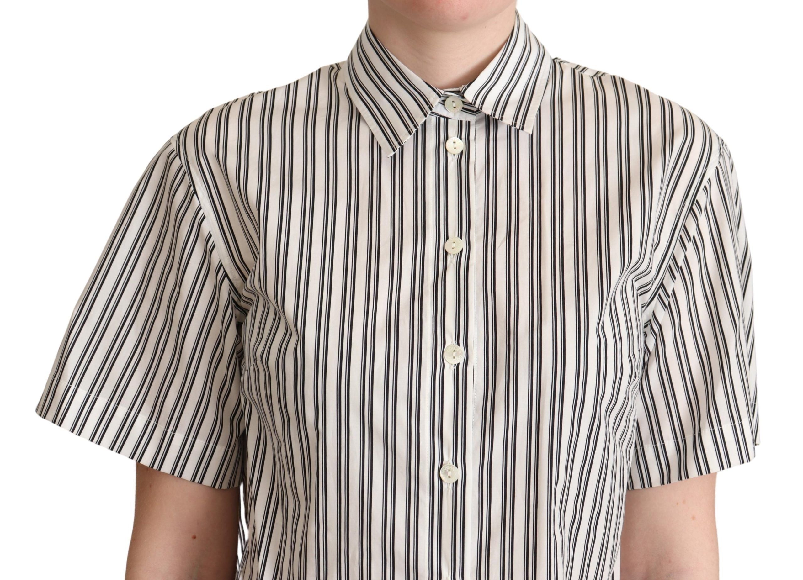 Dolce & Gabbana White Black Striped Shirt Blouse Women's Top