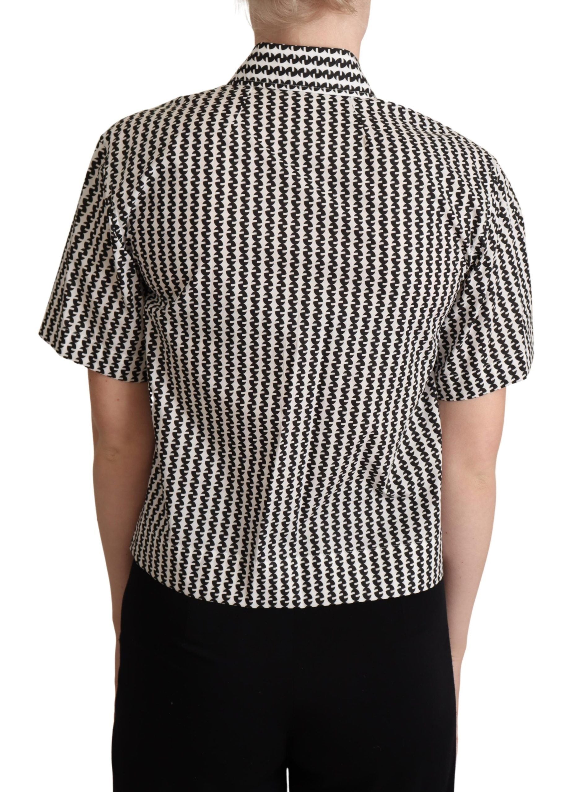 Dolce & Gabbana White Black Fantasy Pattern Women's Shirt