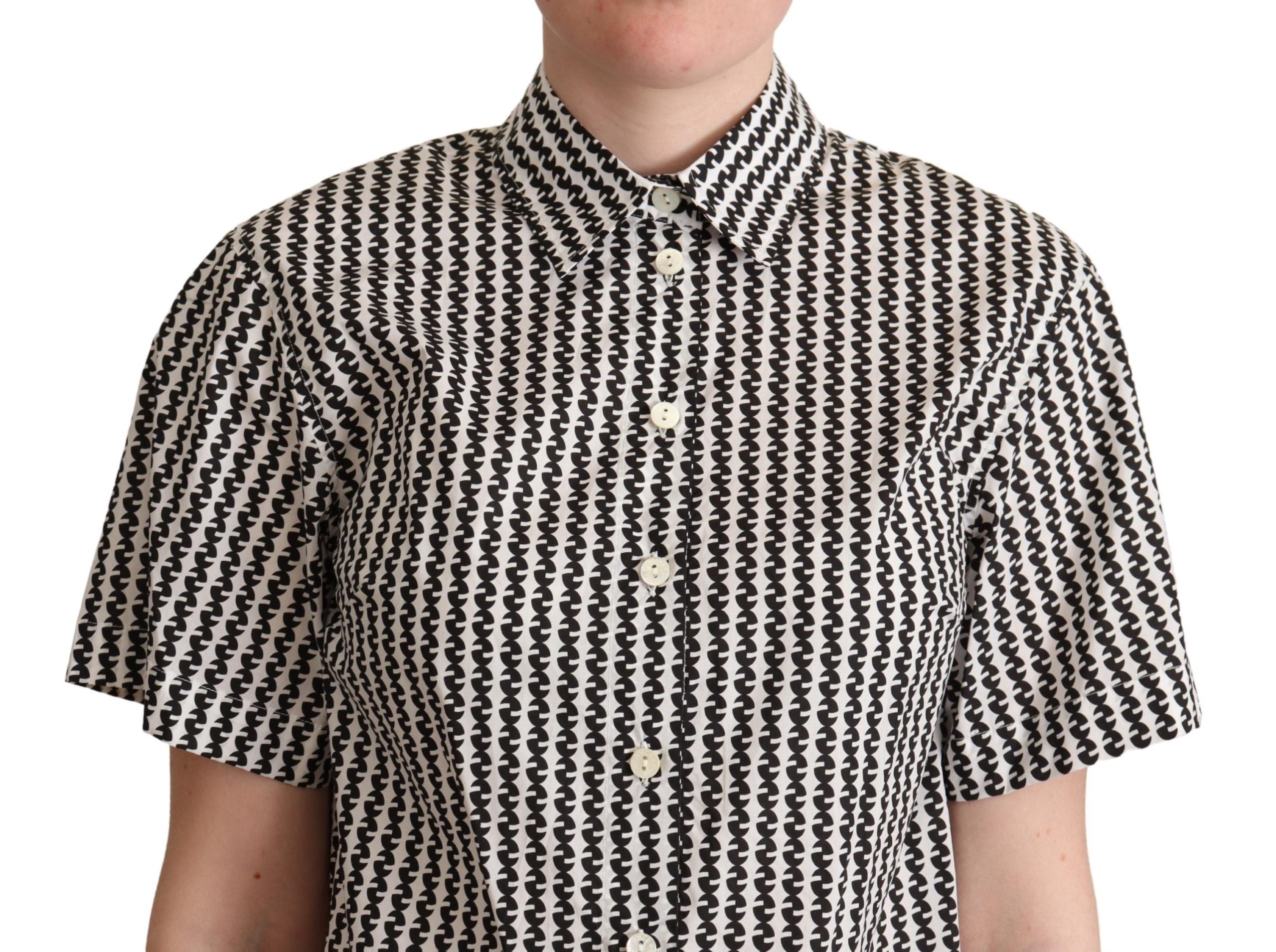 Dolce & Gabbana White Black Fantasy Pattern Women's Shirt