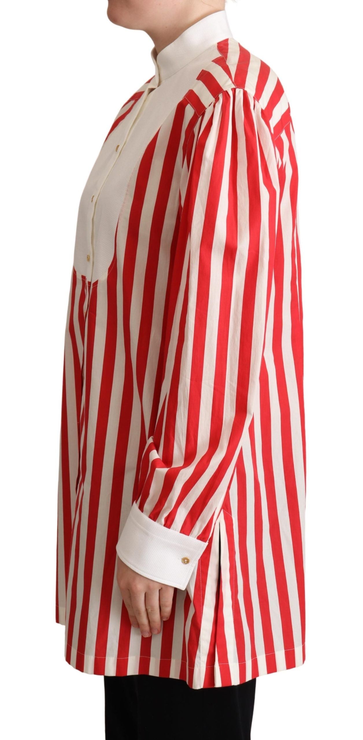 Dolce & Gabbana Elegant Red and White Stripe Cotton Polo Women's Top