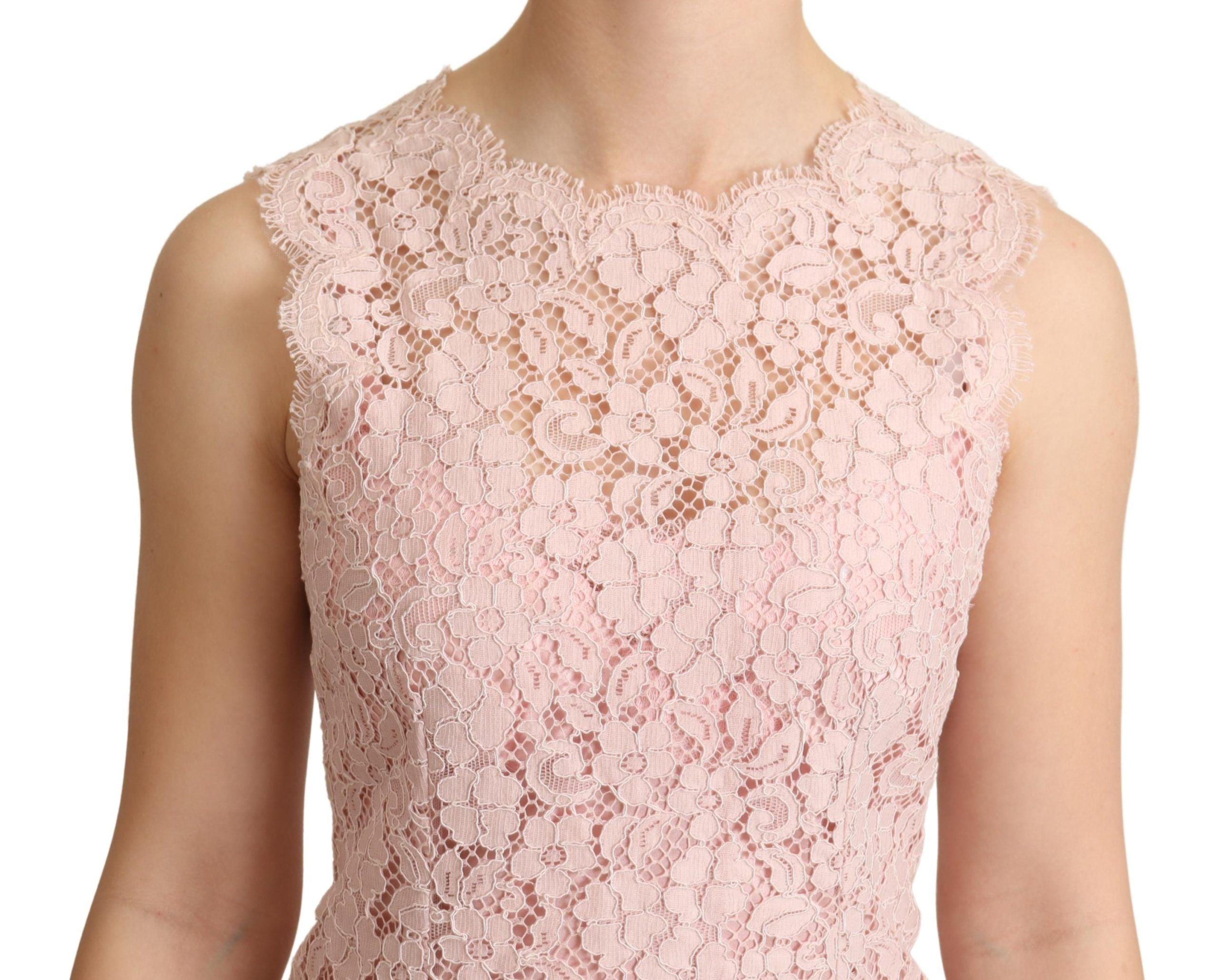 Dolce & Gabbana Pink Floral Lace Sleeveless Tank Blouse Women's Top