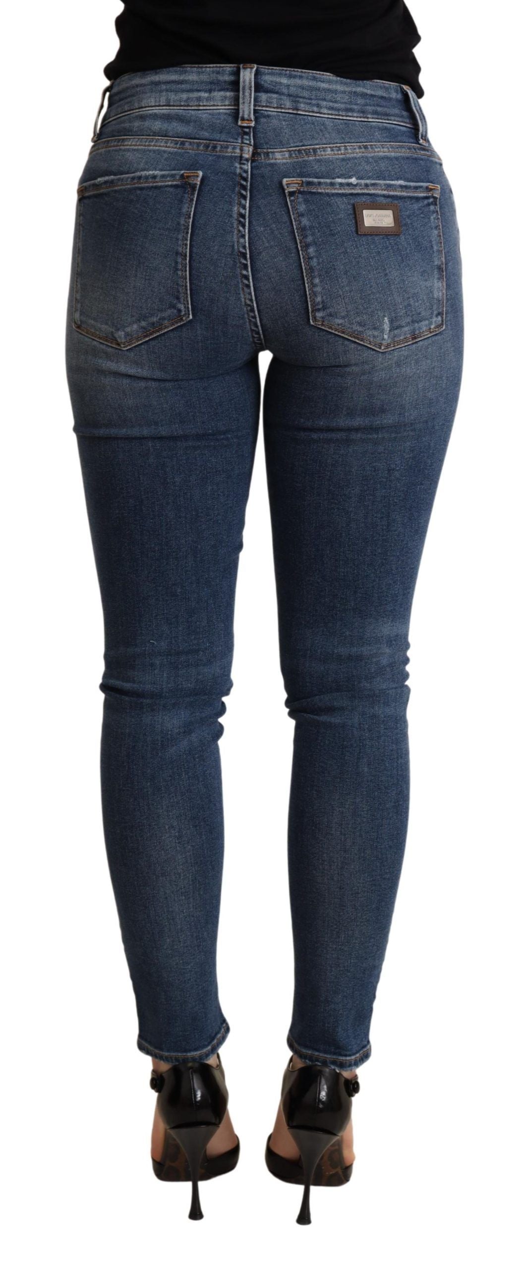 Dolce & Gabbana Elegant Mid Waist Skinny Blue Women's Jeans