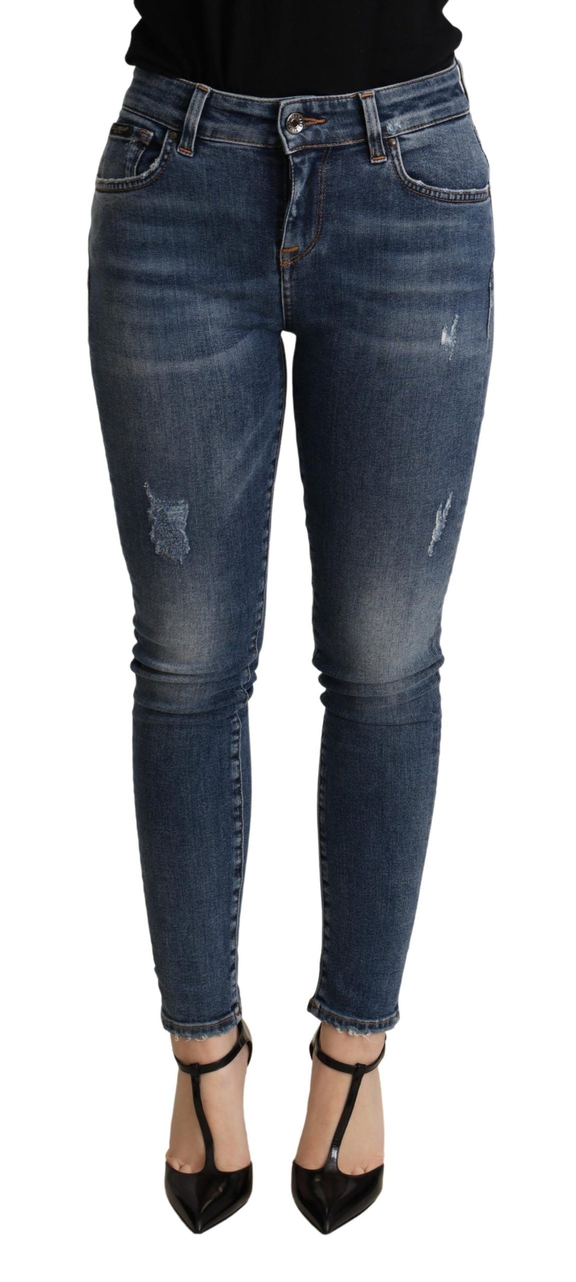 Dolce & Gabbana Elegant Mid Waist Skinny Blue Women's Jeans