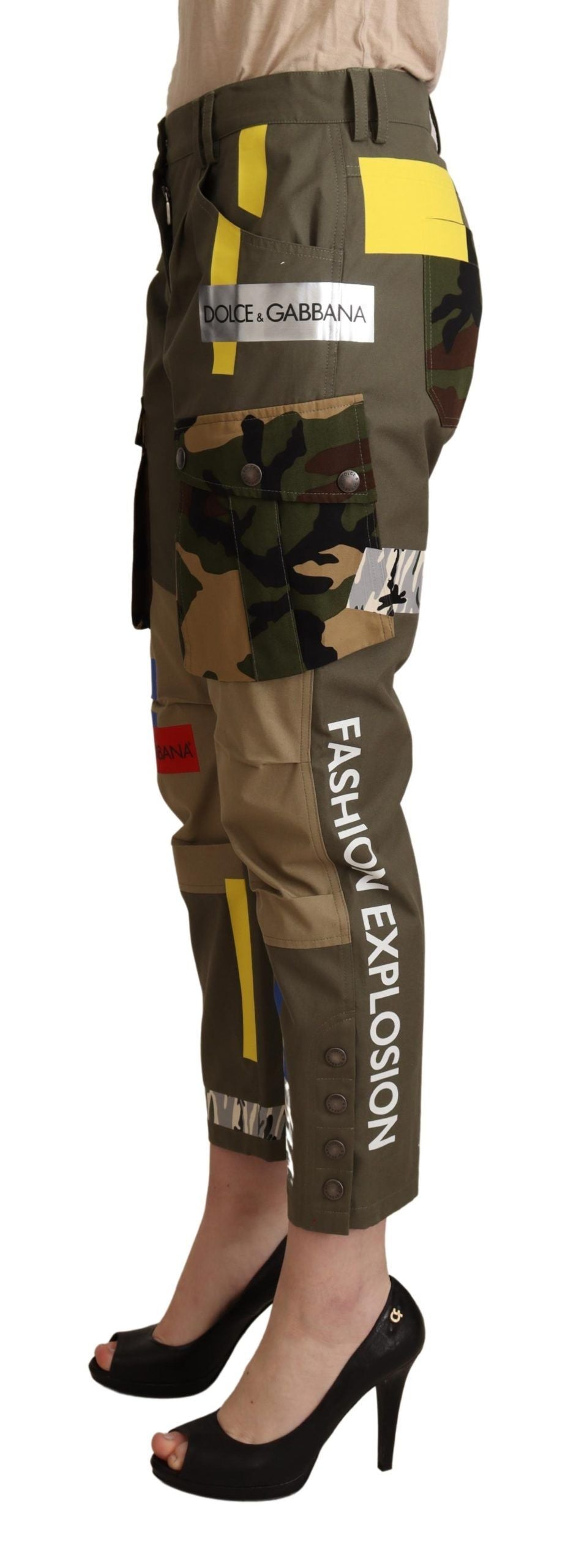 Dolce & Gabbana Green Military Cargo Trouser Cotton Women's Pants