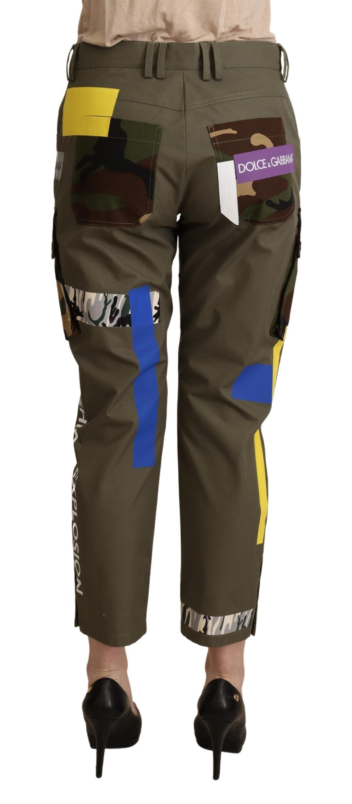 Dolce & Gabbana Green Military Cargo Trouser Cotton Women's Pants