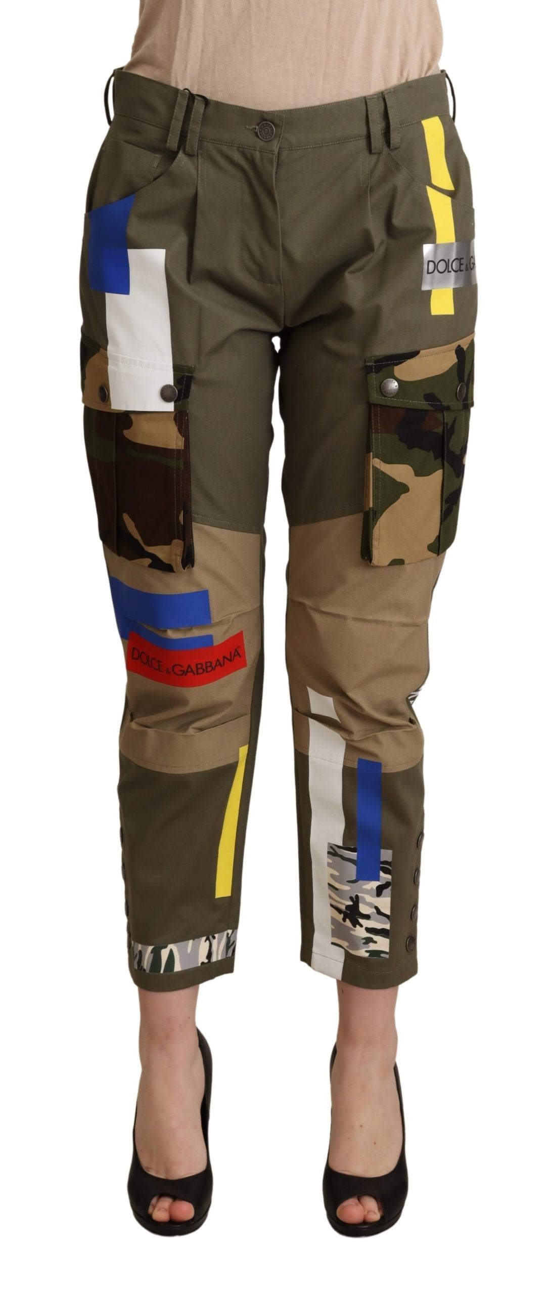 Dolce & Gabbana Green Military Cargo Trouser Cotton Women's Pants