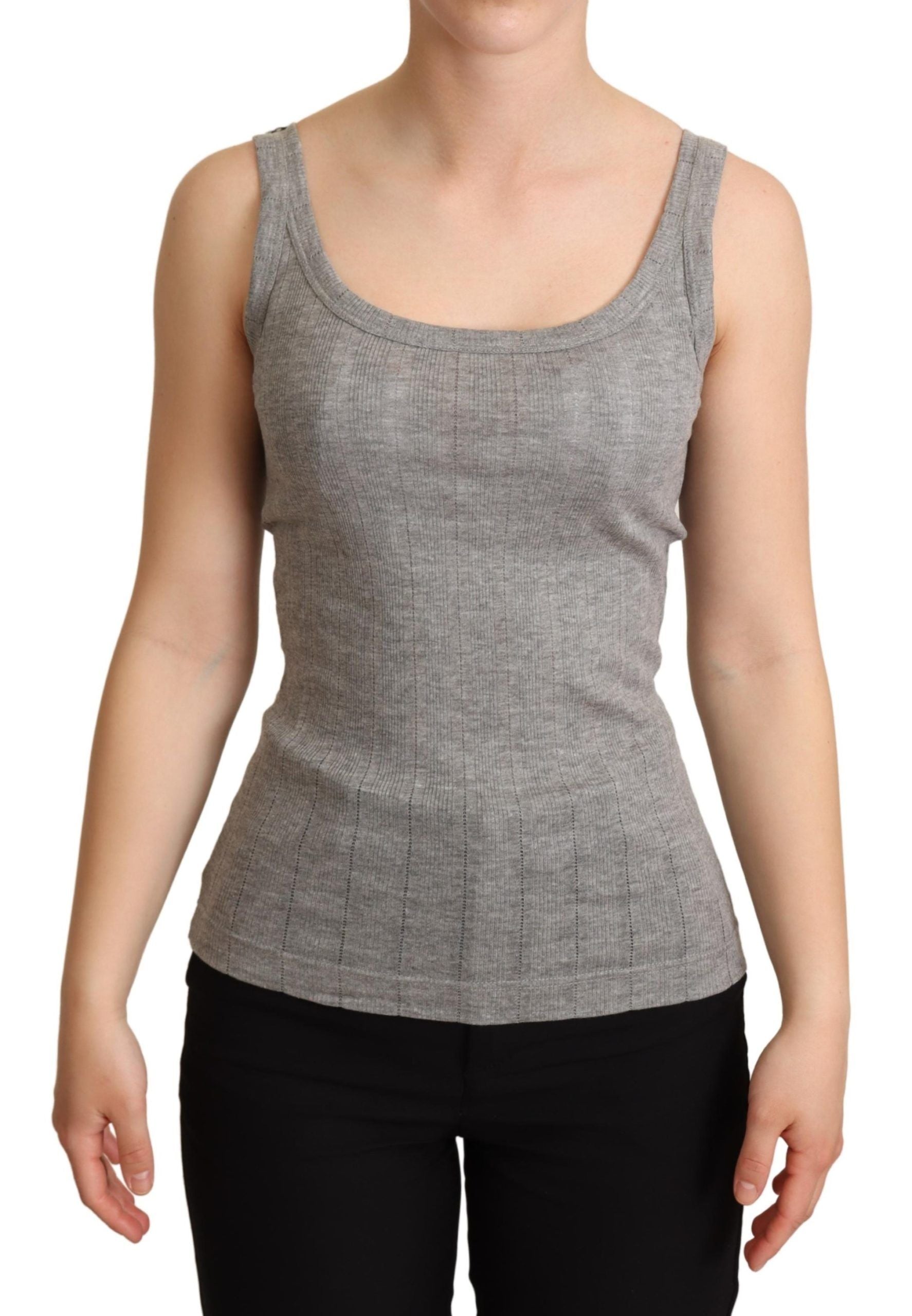 Dolce & Gabbana Gray Cotton Modal Canotta Tank Top Women's T-shirt