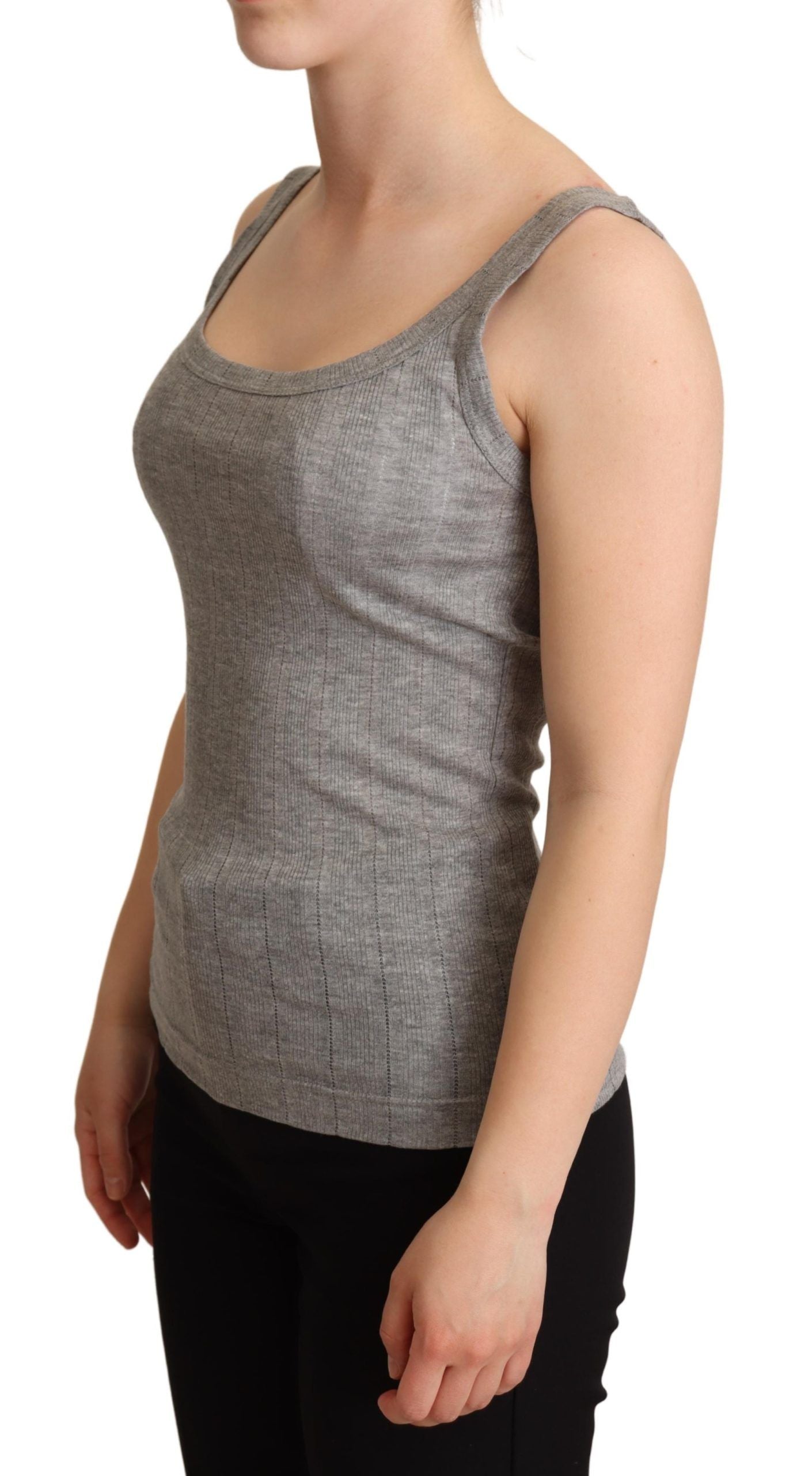 Dolce & Gabbana Gray Cotton Modal Canotta Tank Top Women's T-shirt