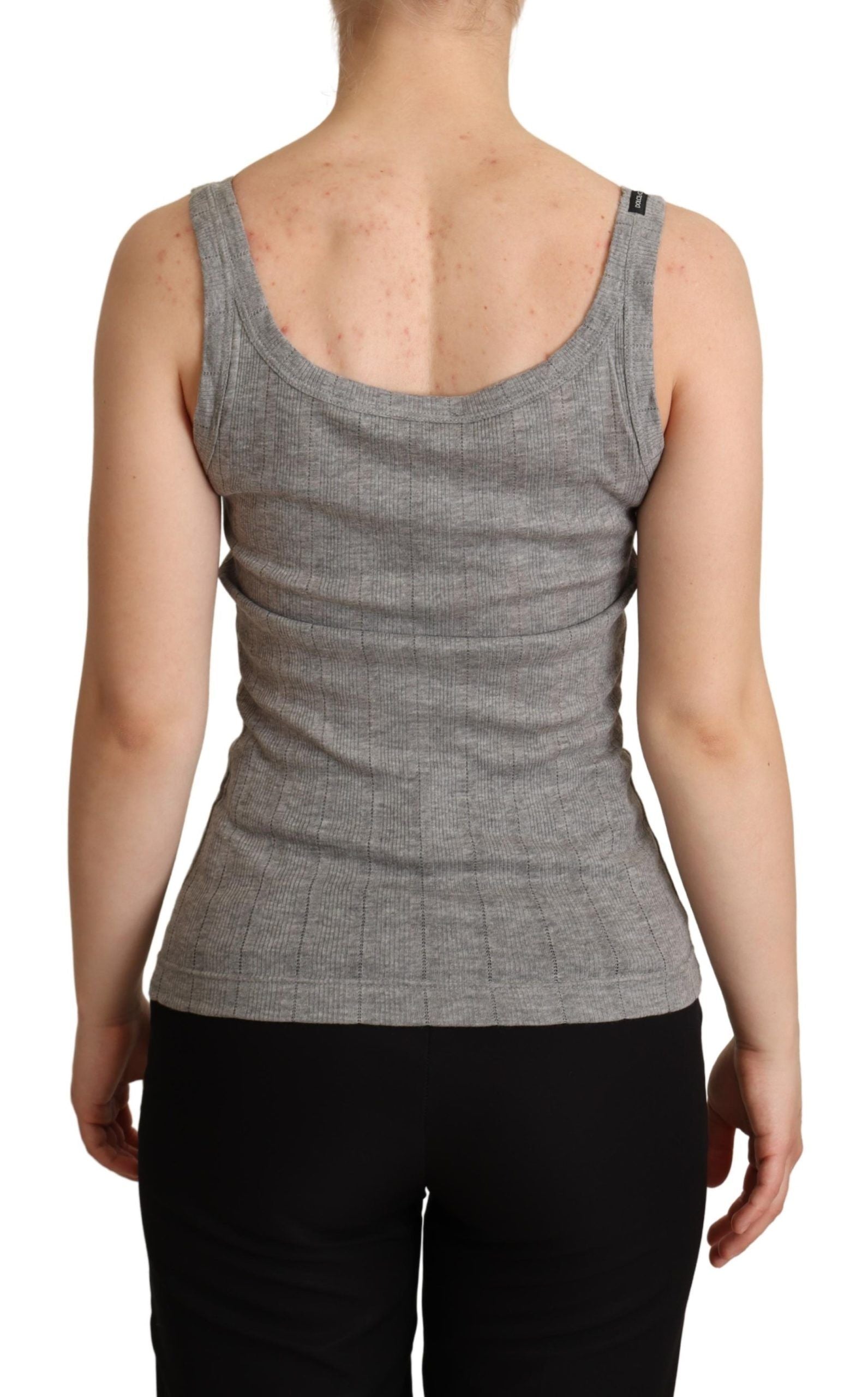 Dolce & Gabbana Gray Cotton Modal Canotta Tank Top Women's T-shirt
