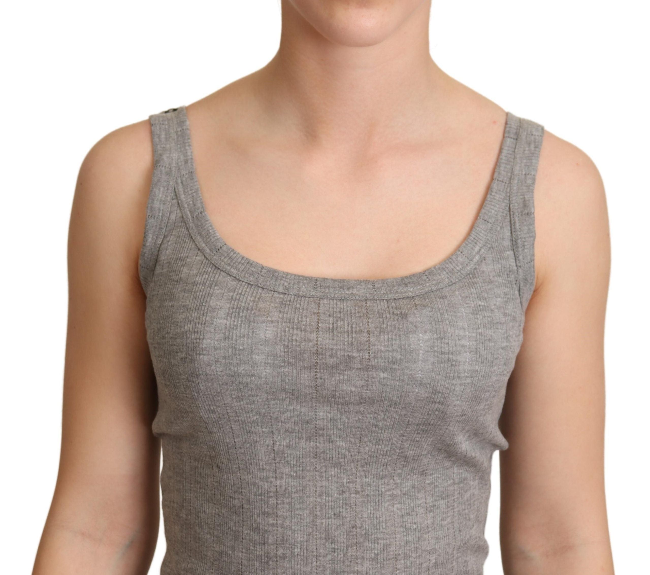 Dolce & Gabbana Gray Cotton Modal Canotta Tank Top Women's T-shirt