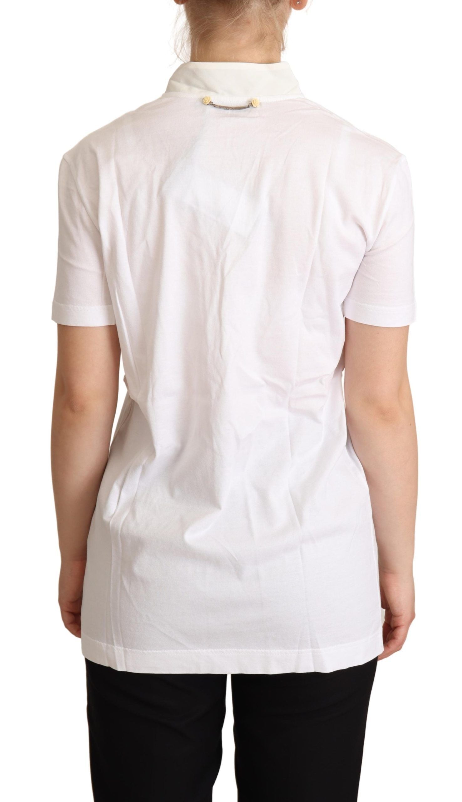 Dolce & Gabbana Chic White Love Motif Silk-Blend Women's Tee