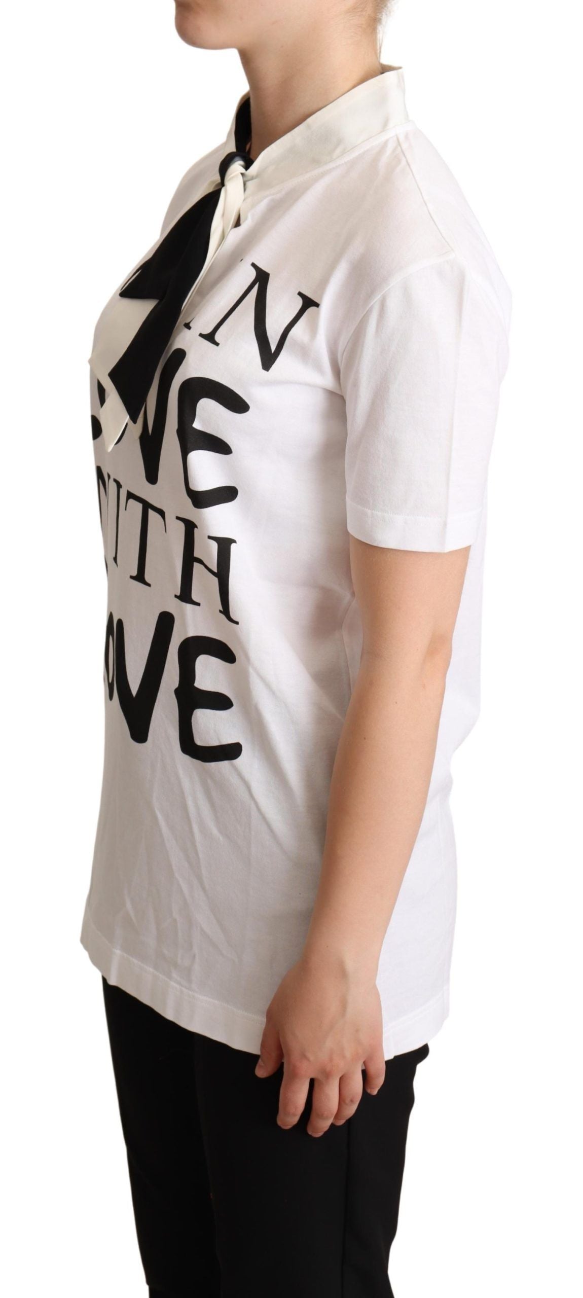 Dolce & Gabbana Chic Love Slogan Silk Cotton Women's Tee