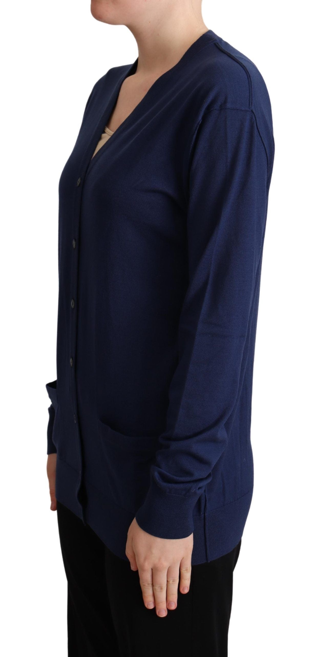 Dolce & Gabbana Elegant Virgin Wool Blue Women's Cardigan