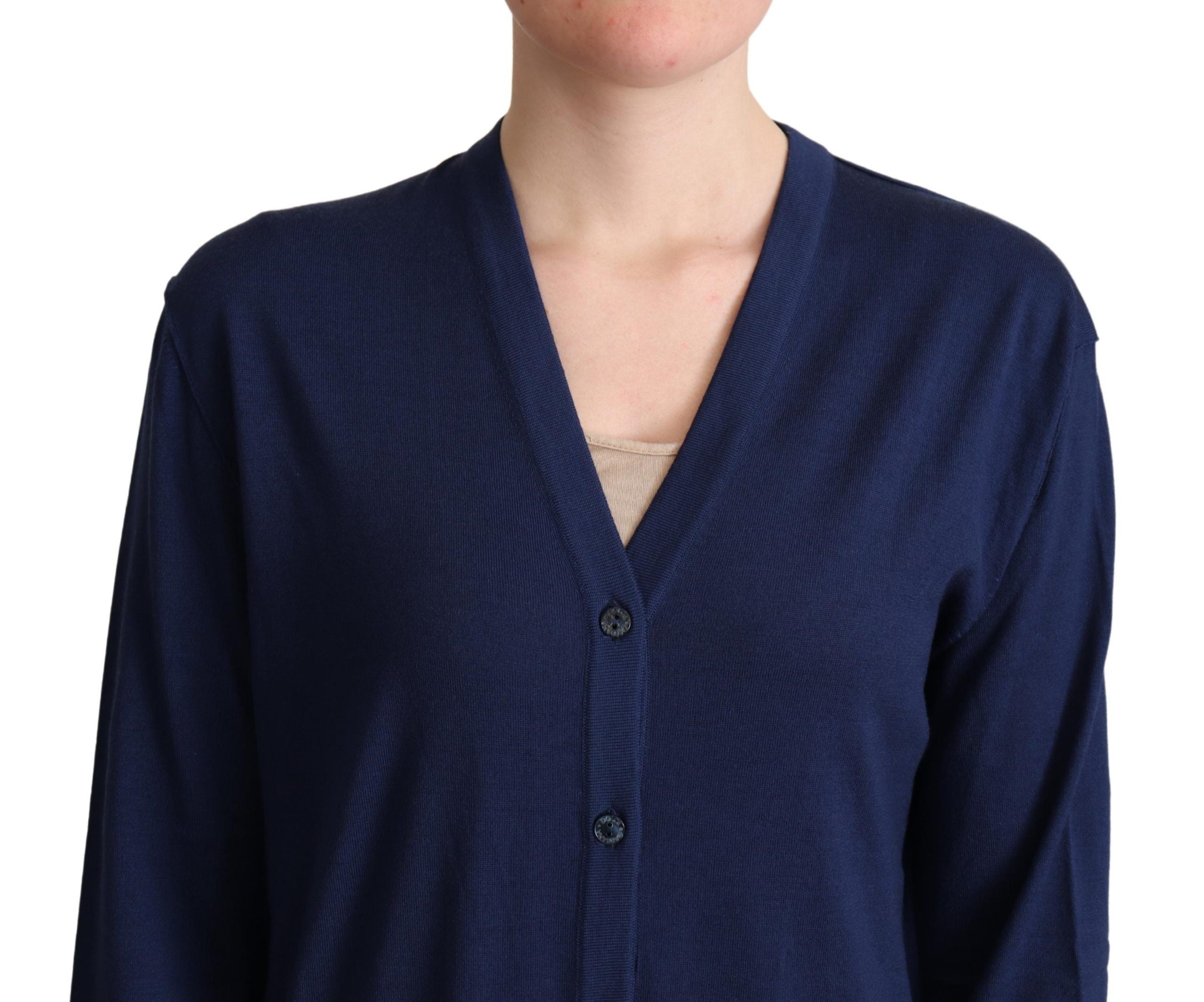 Dolce & Gabbana Elegant Virgin Wool Blue Women's Cardigan