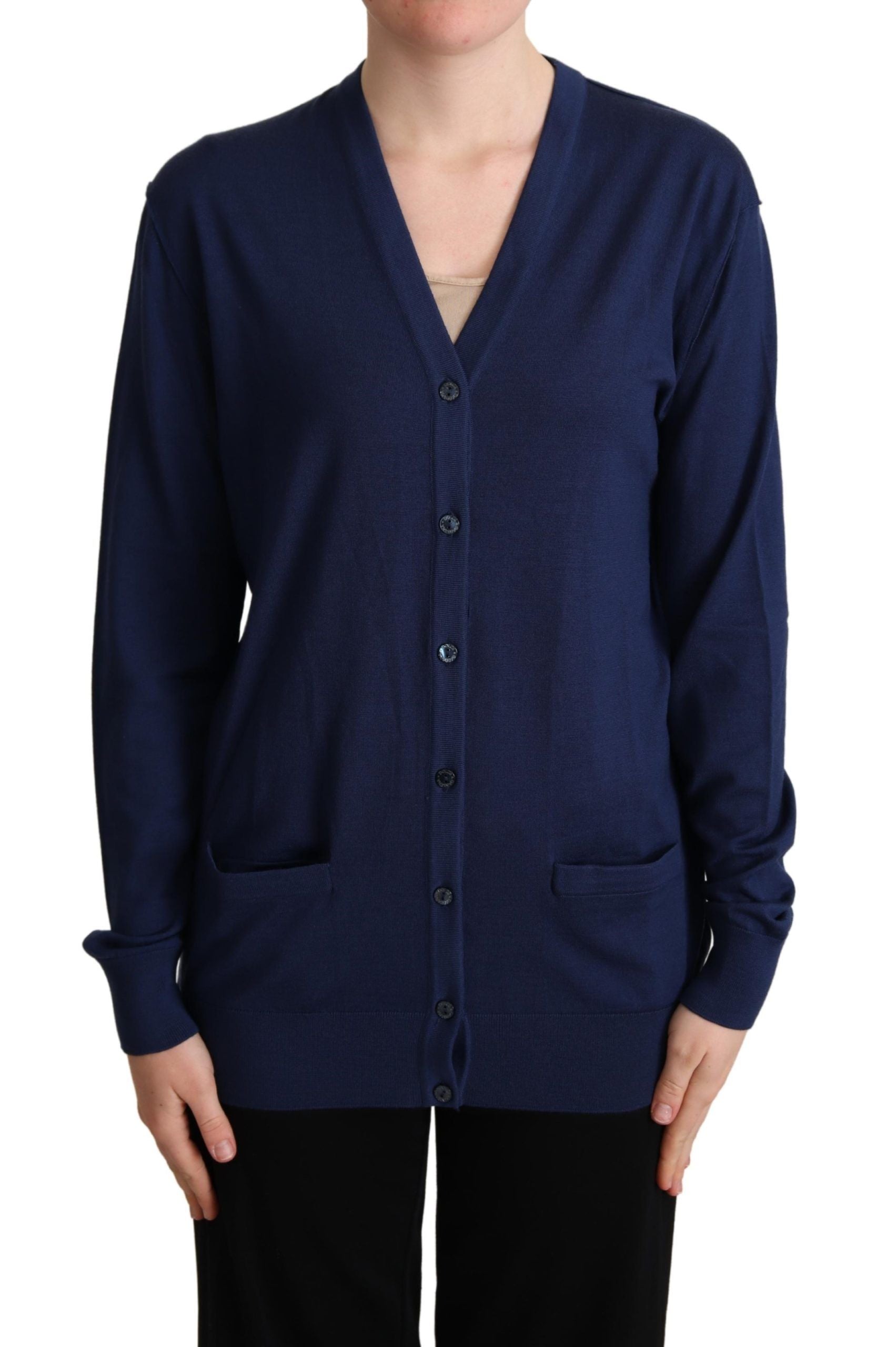 Dolce & Gabbana Elegant Virgin Wool Blue Women's Cardigan