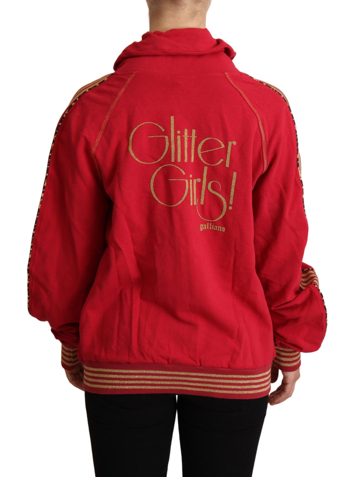 John Galliano Red Full Zip Jacket Sweatshirt Hooded Women's Sweater