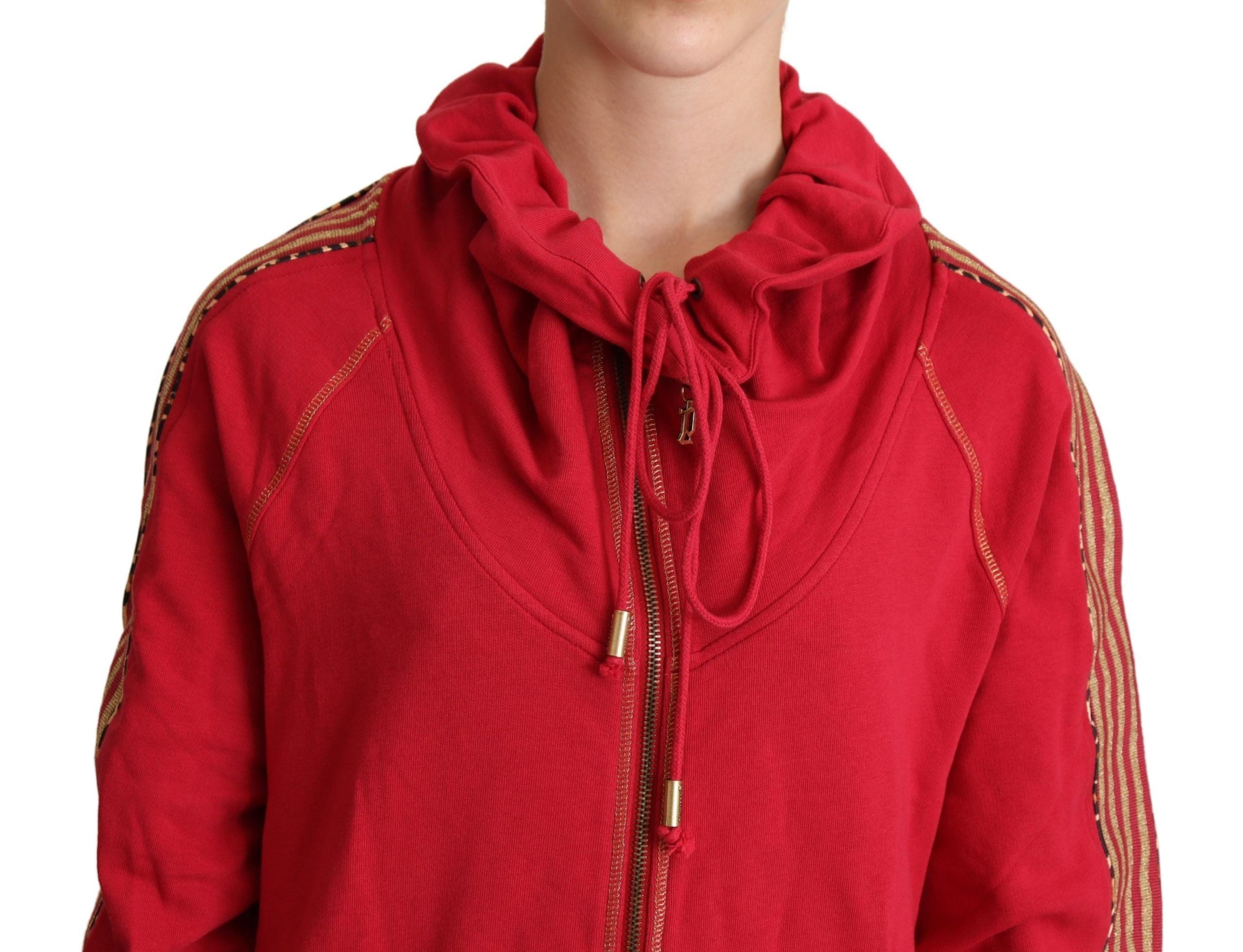 John Galliano Red Full Zip Jacket Sweatshirt Hooded Women's Sweater