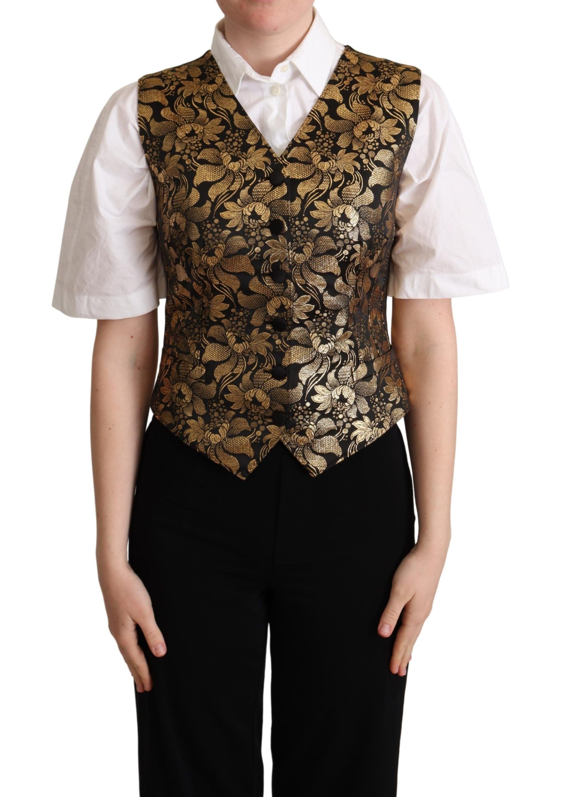 Dolce & Gabbana Elegant Black Jacquard Women's Waistcoat