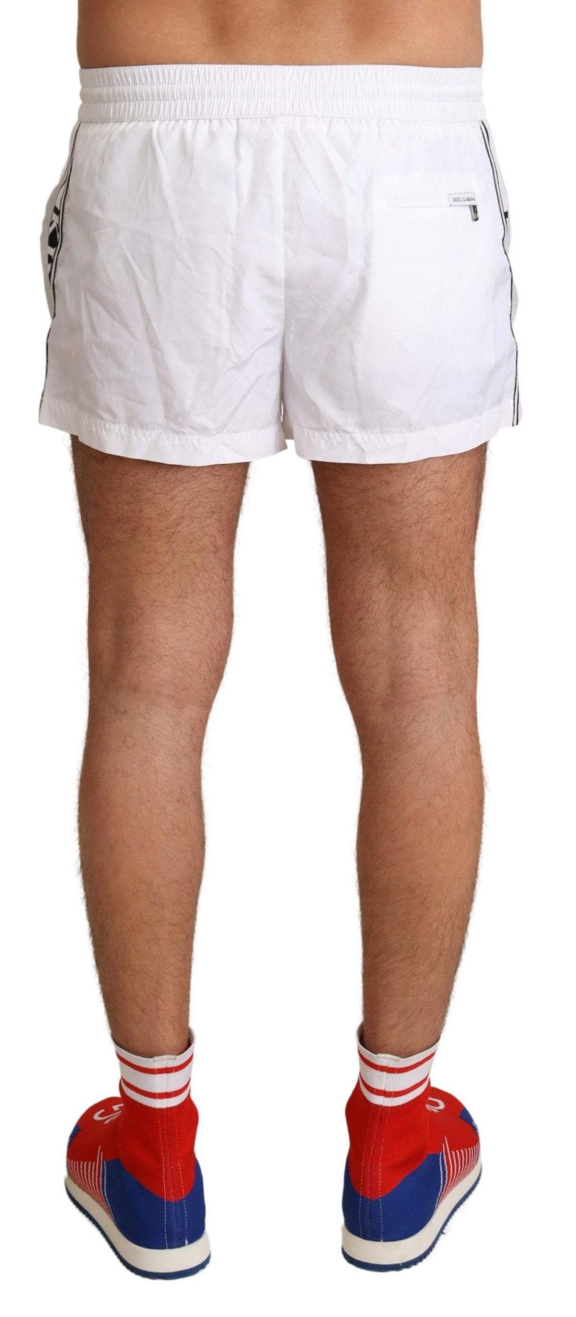 Dolce & Gabbana Elegant White KING Motive Swim Men's Trunks
