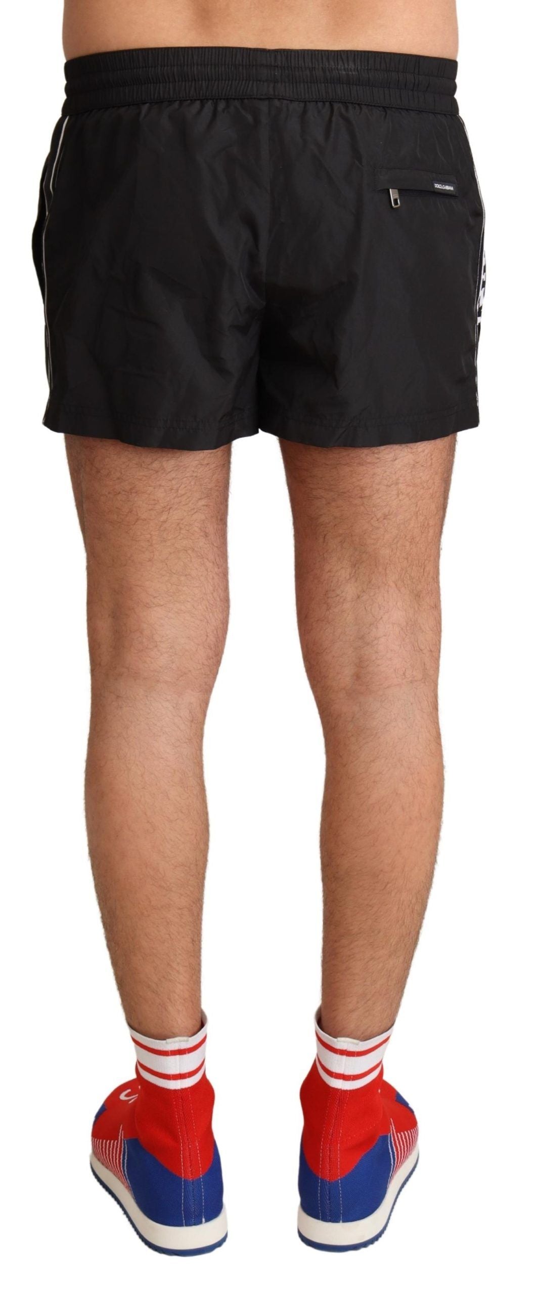 Dolce & Gabbana Elegant Black KING Motive Swim Men's Trunks