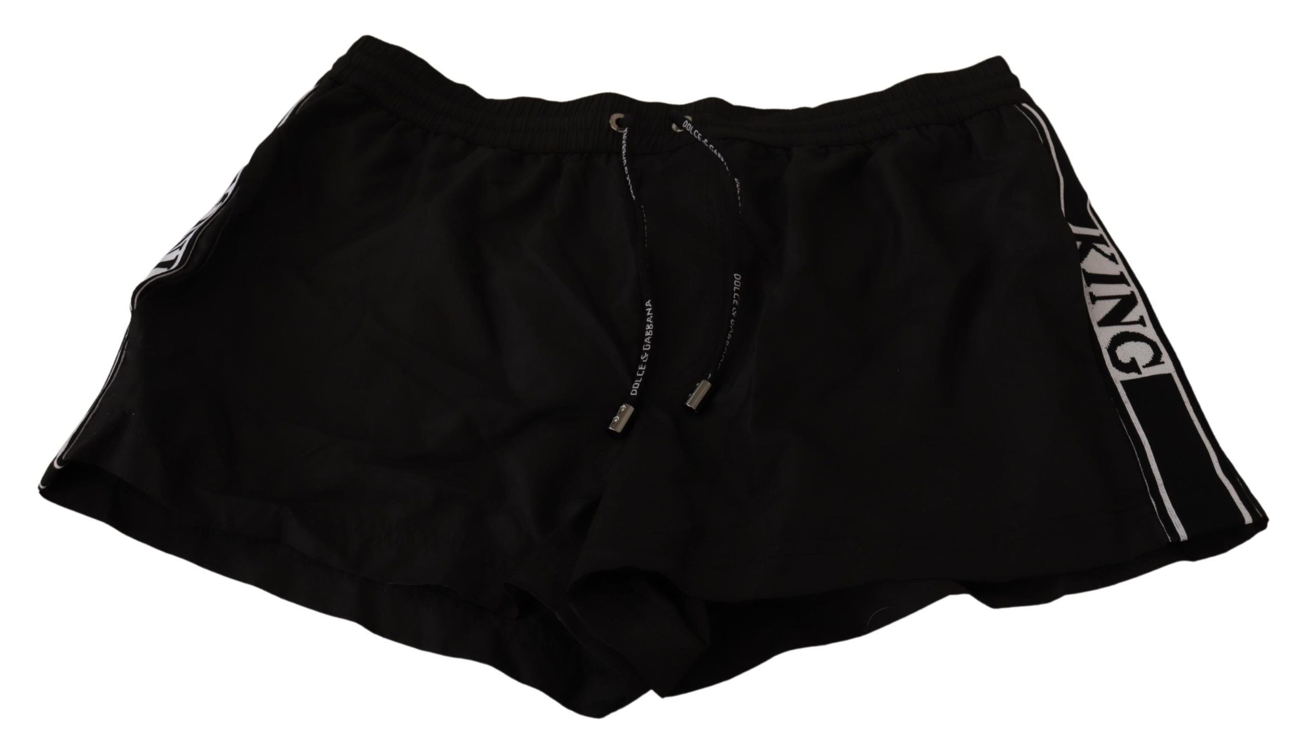 Dolce & Gabbana Elegant Black KING Motive Swim Men's Trunks