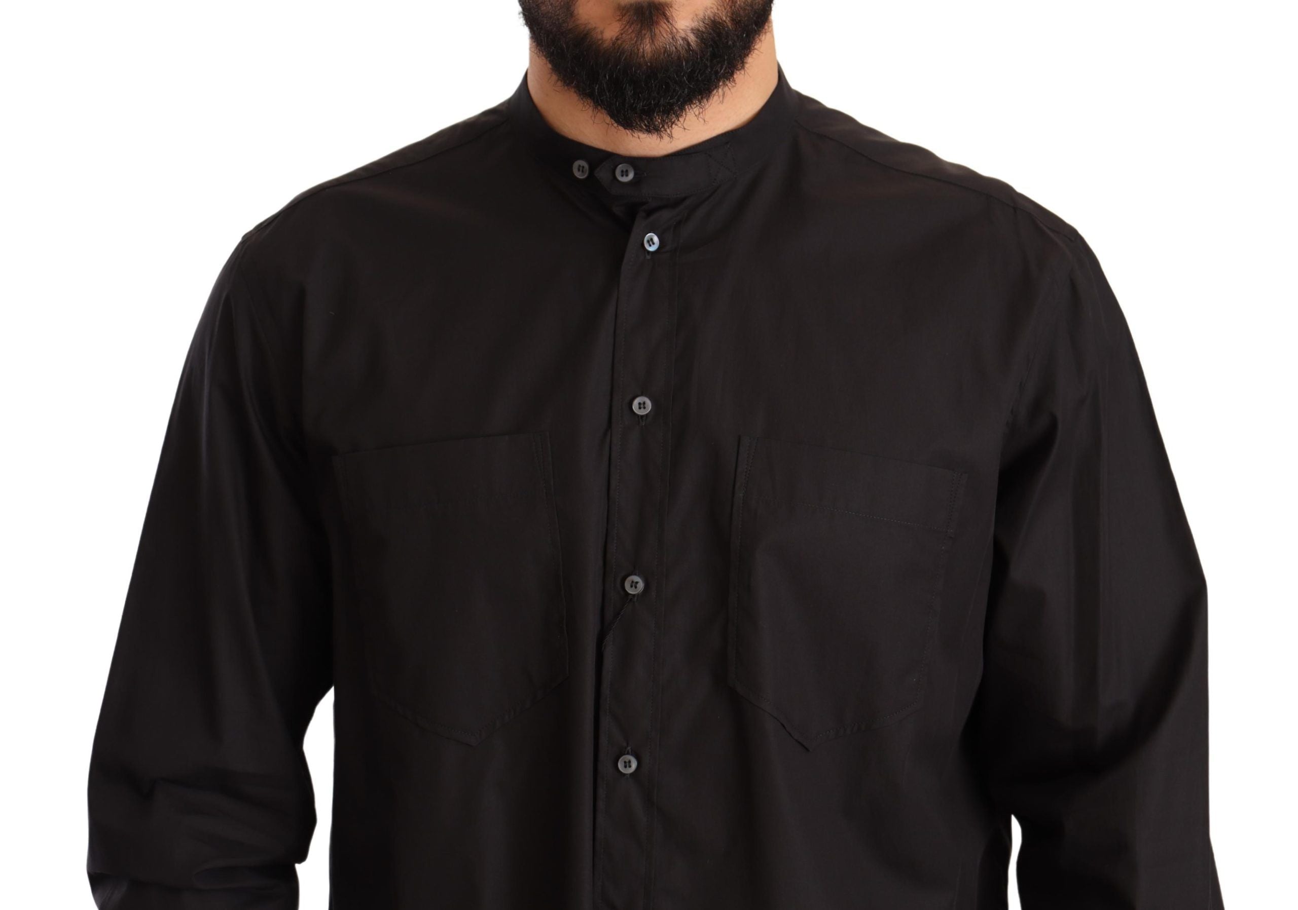 Dolce & Gabbana Black 100% Cotton Formal Dress Top Men's Shirt