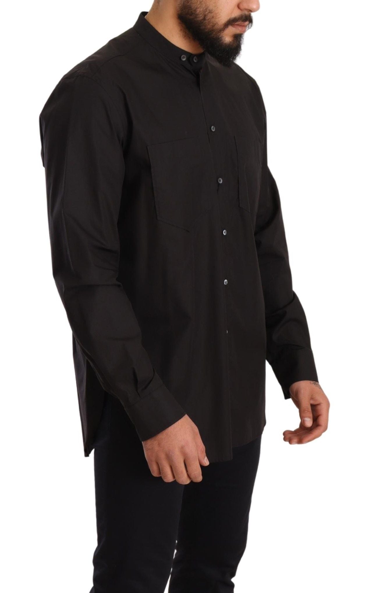 Dolce & Gabbana Black 100% Cotton Formal Dress Top Men's Shirt