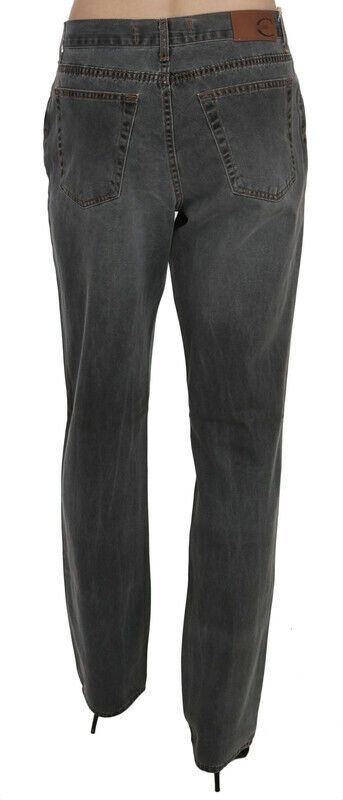 Just Cavalli Gray Washed Mid Waist Straight Denim Pants Women's Jeans