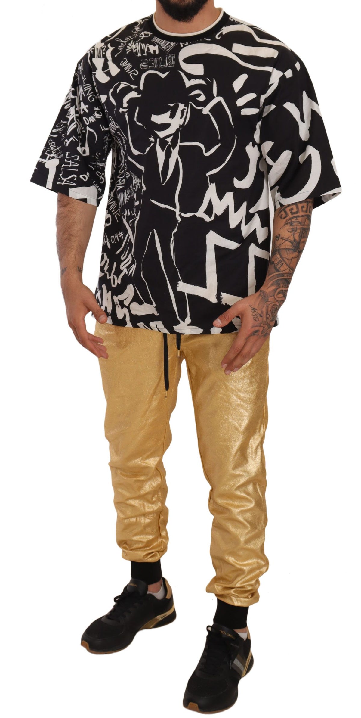 Dolce & Gabbana Gold Pig Of The Year Cotton Trousers Men's Pants