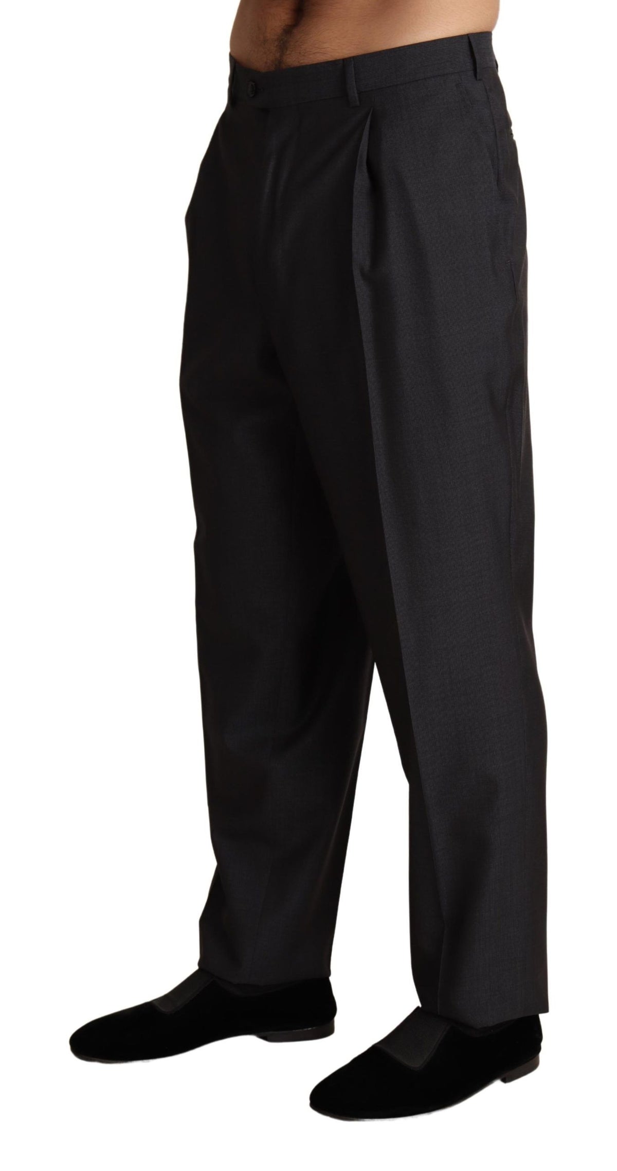 Dolce & Gabbana Gray Wool Blend Formal Trousers Men's Pants