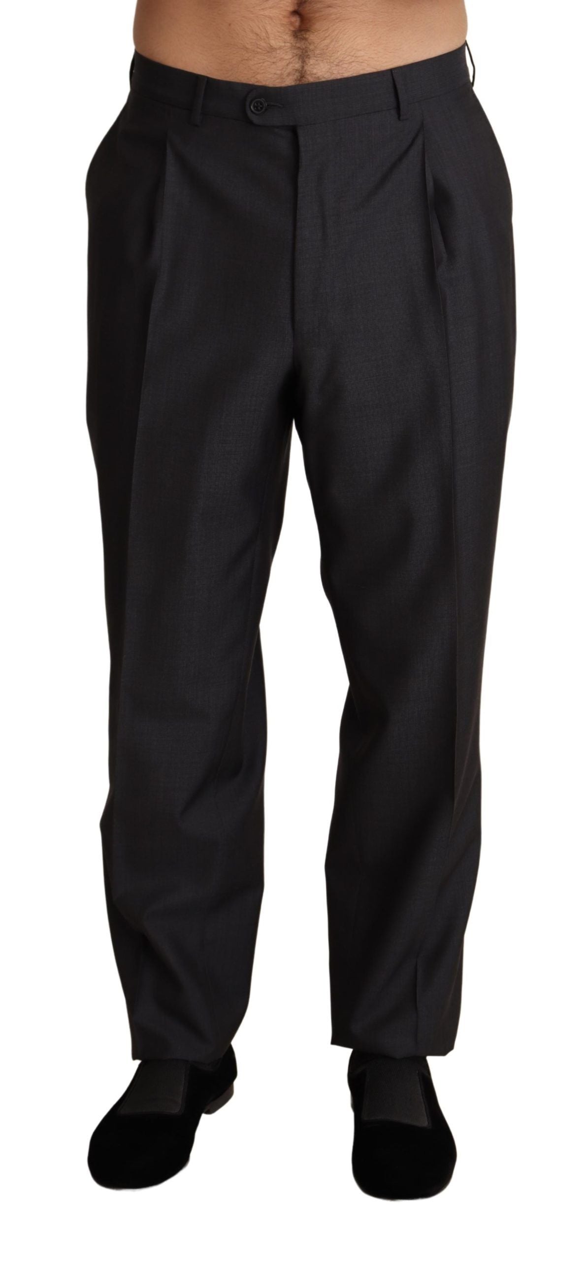 Dolce & Gabbana Gray Wool Blend Formal Trousers Men's Pants