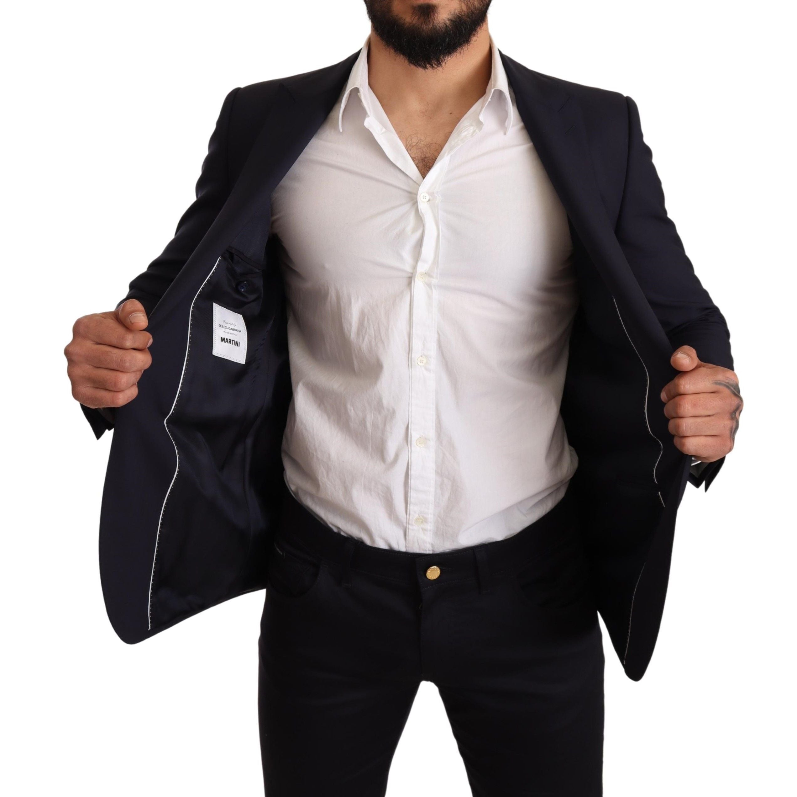 Dolce & Gabbana Navy Blue Wool Slim Fit MARTINI Men's Blazer