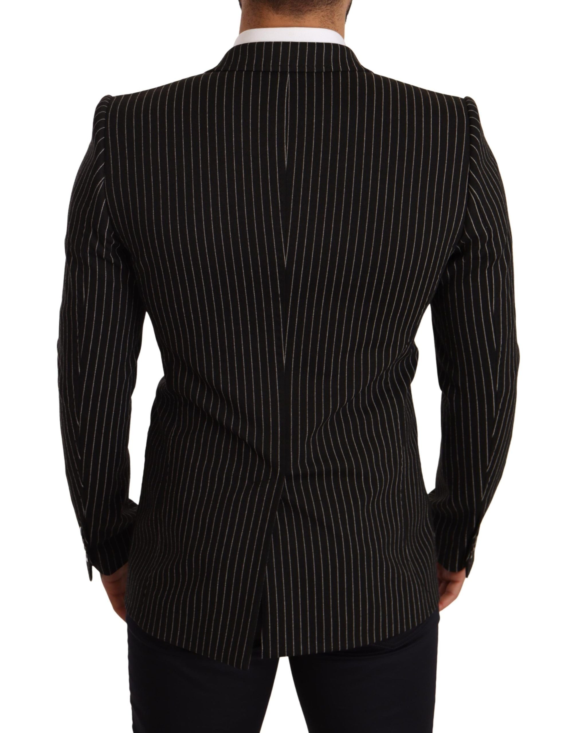 Dolce & Gabbana Black White Striped Slim Fit Coat Men's Blazer