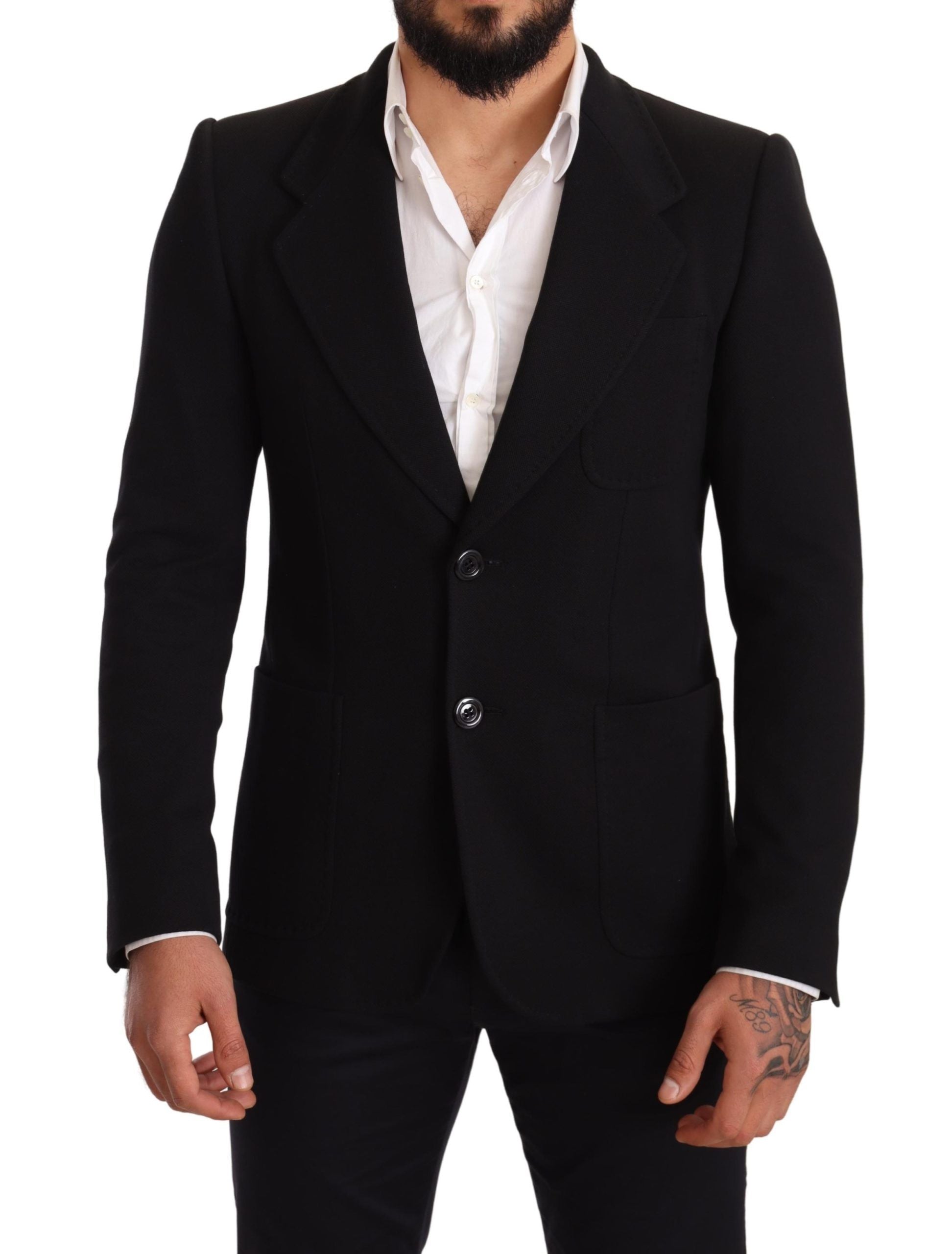 Dolce & Gabbana Elegant Slim Fit Black Cotton Men's Blazer