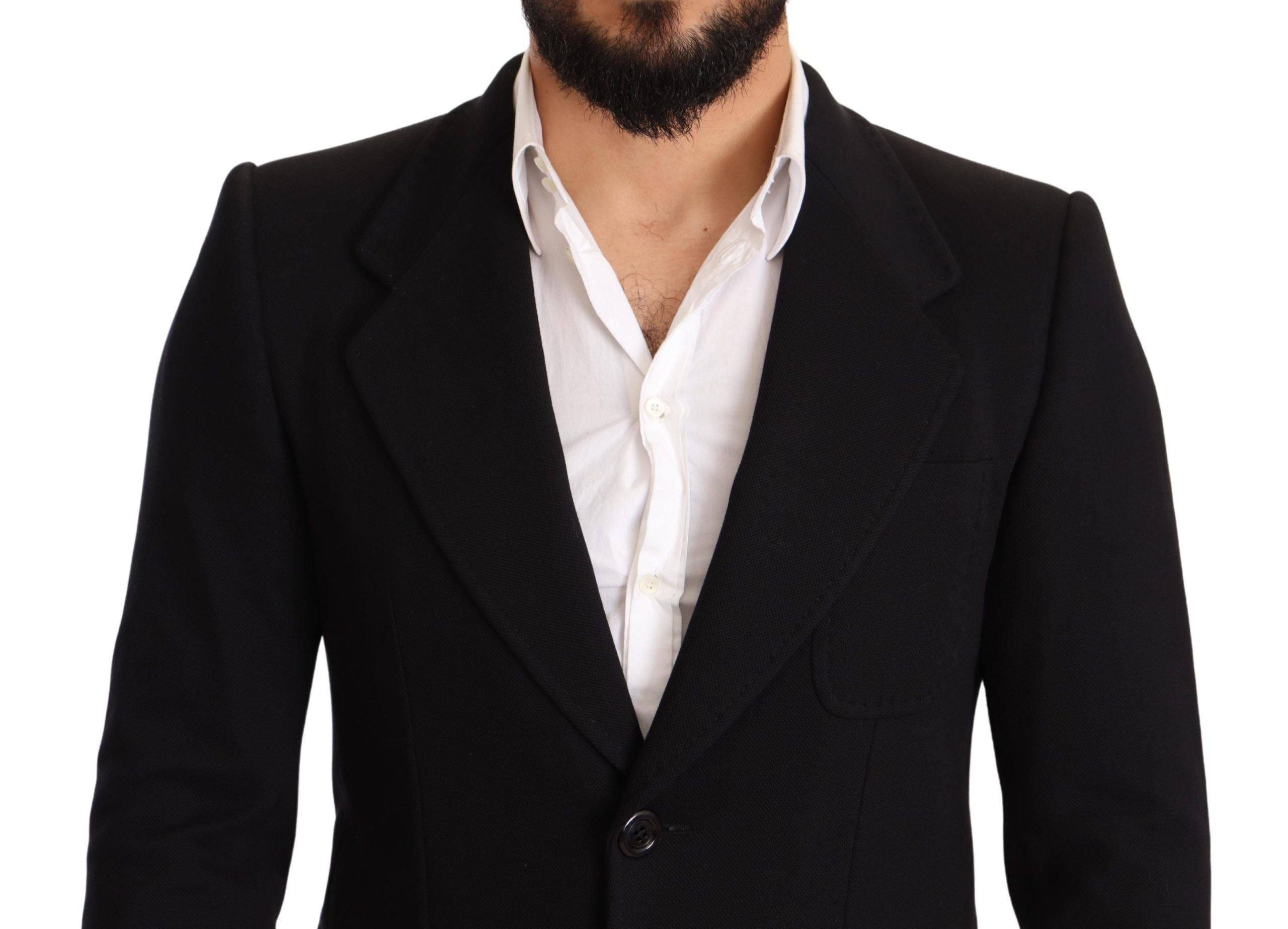 Dolce & Gabbana Elegant Slim Fit Black Cotton Men's Blazer