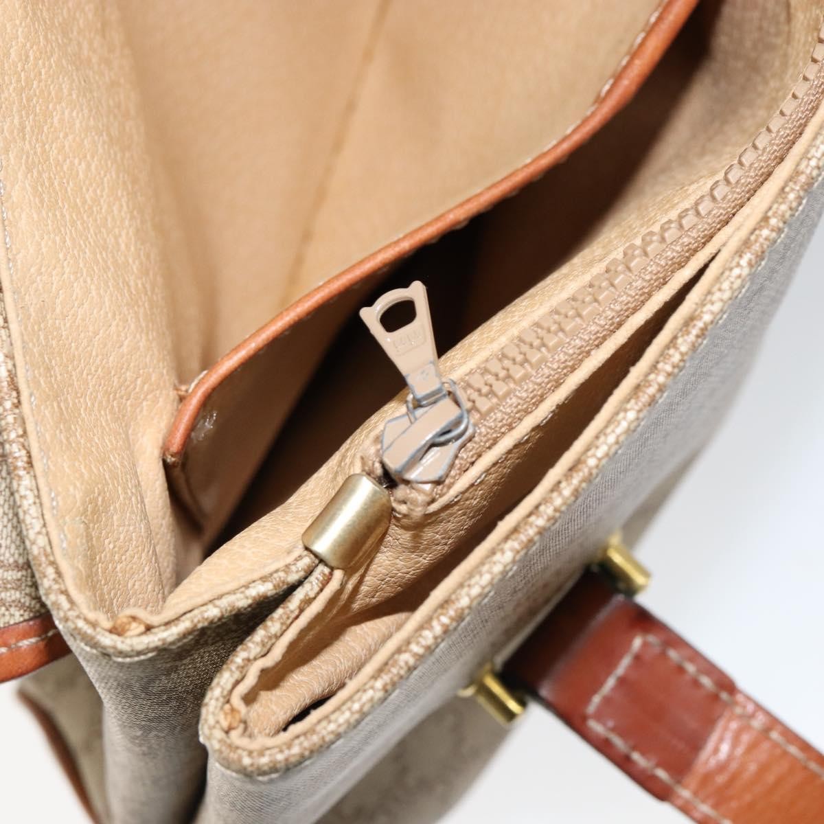 Celine Vintage Macadam Canvas And Leather Beige Canvas Handbag (Pre-Owned)