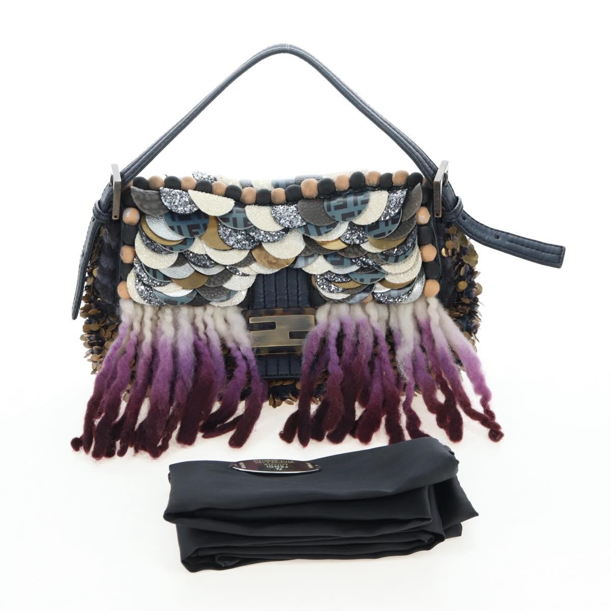 Fendi Mamma Baguette Zucca Jacquard Velvet Multicolour Wool Shoulder Bag Bag (Pre-Owned)