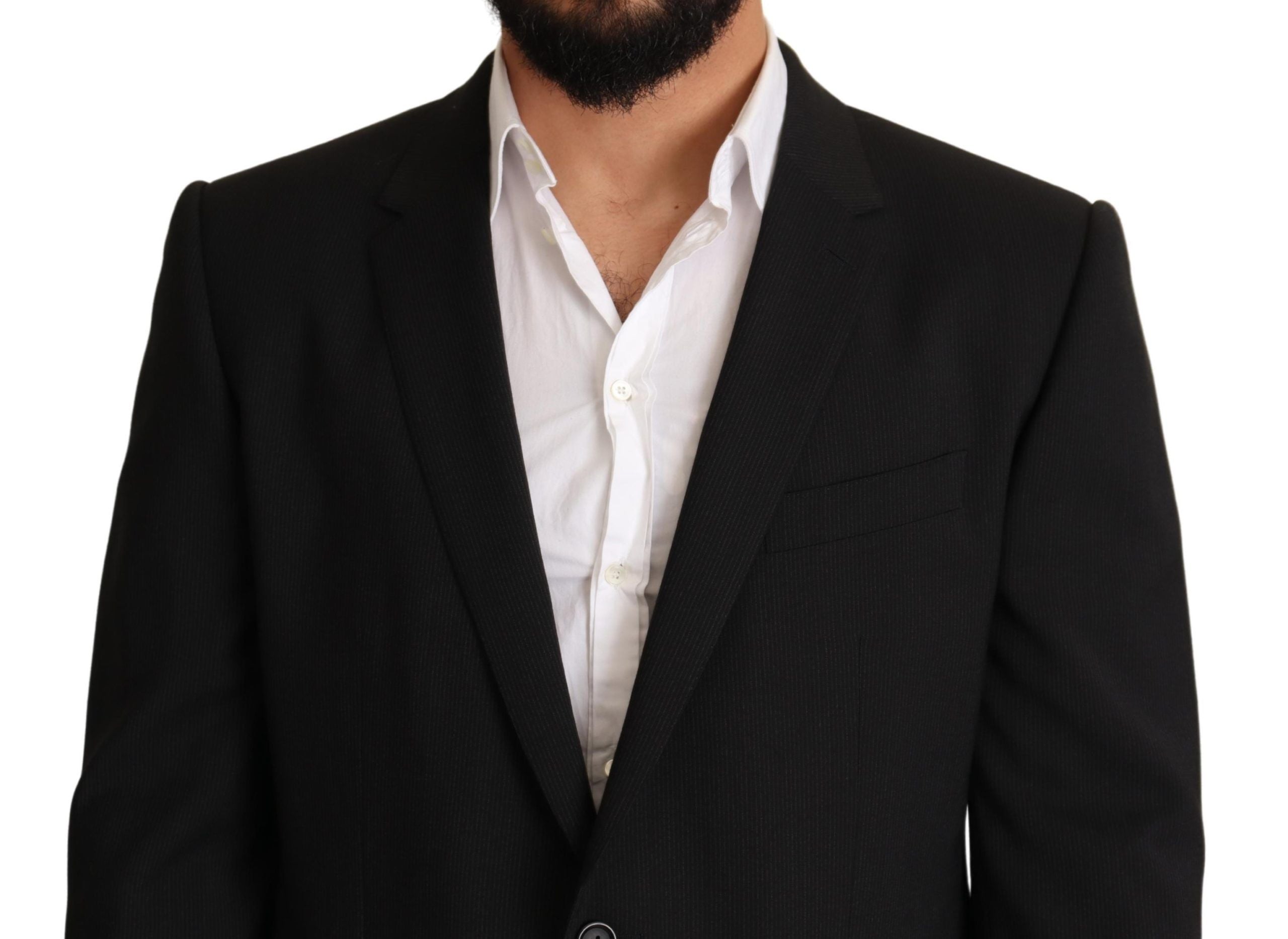 Dolce & Gabbana Black Striped MARTINI Jacket Men's Blazer