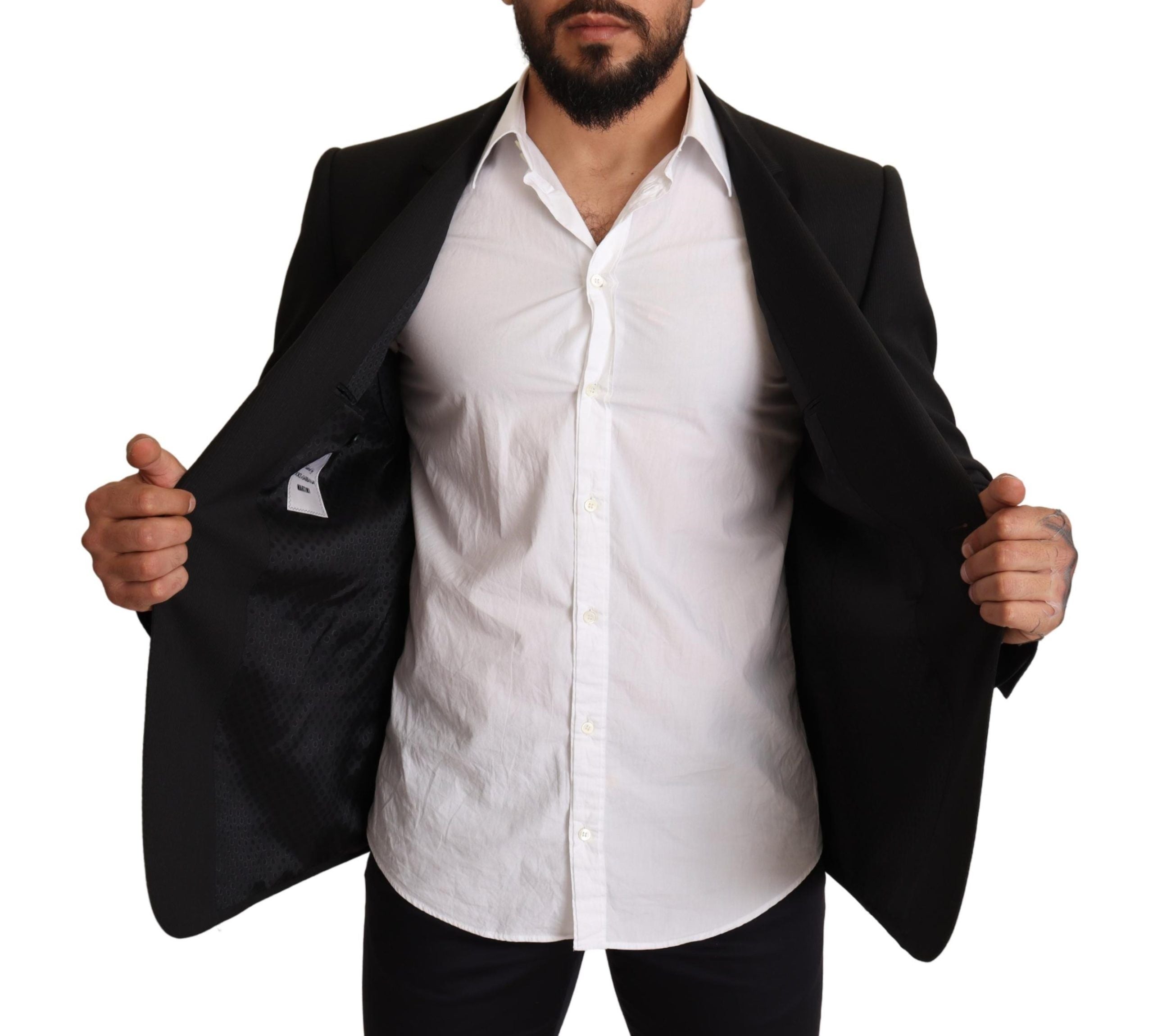 Dolce & Gabbana Black Striped MARTINI Jacket Men's Blazer