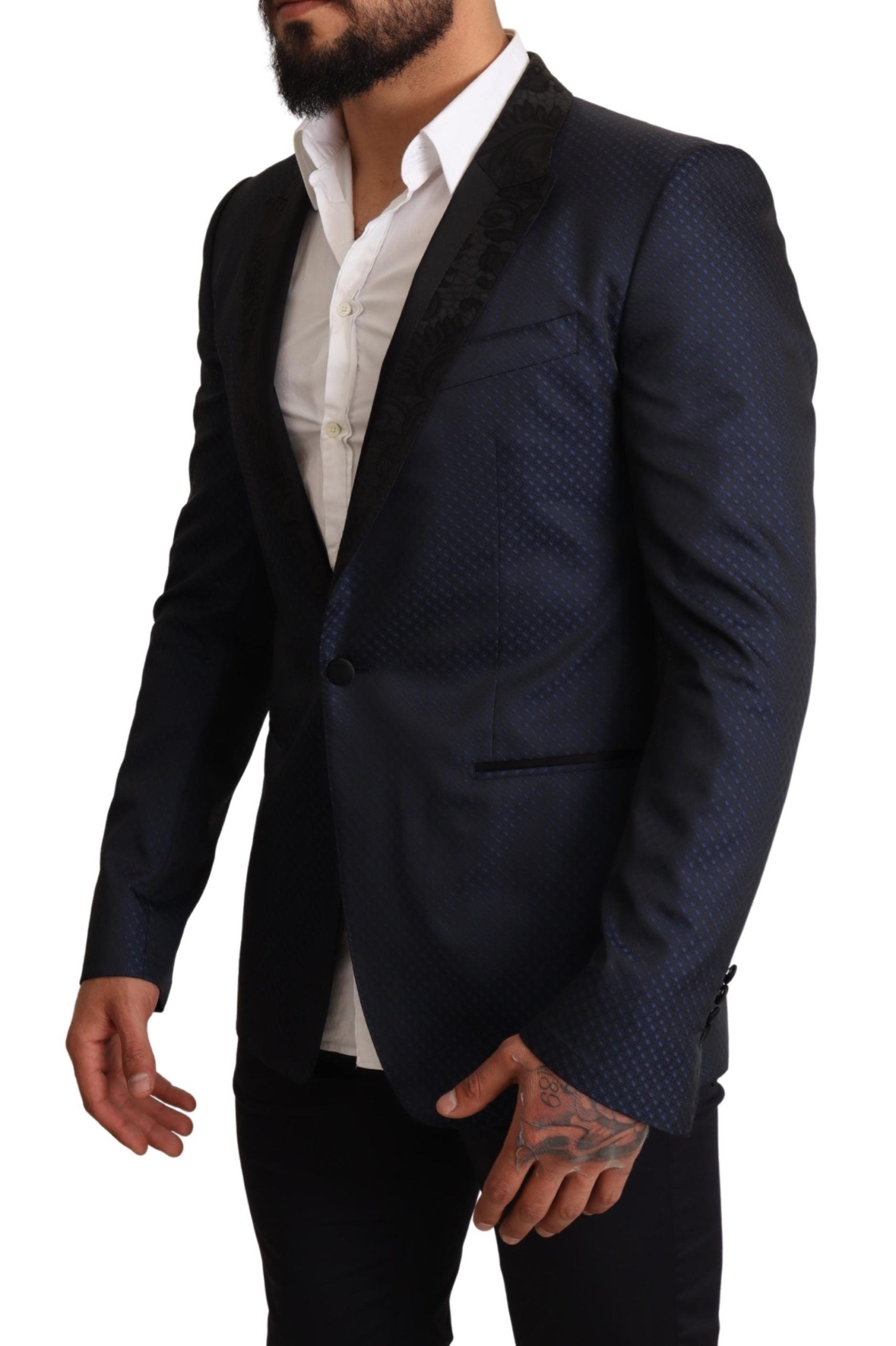 Dolce & Gabbana Blue Wool Slim Fit MARTINI Blazer Men's Jacket