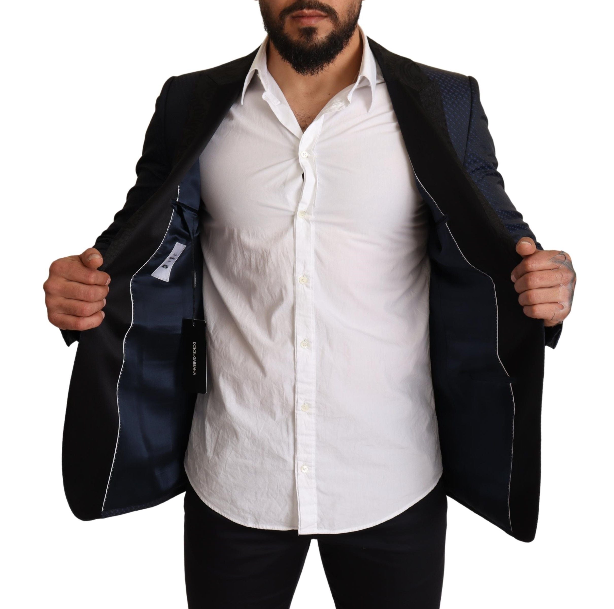 Dolce & Gabbana Blue Wool Slim Fit MARTINI Blazer Men's Jacket
