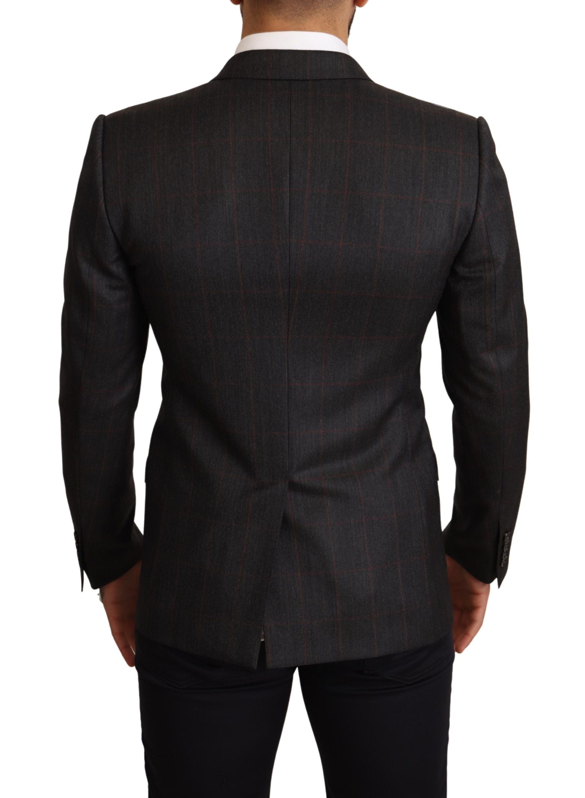 Dolce & Gabbana Gray Check Wool Slim Fit Blazer Men's Jacket