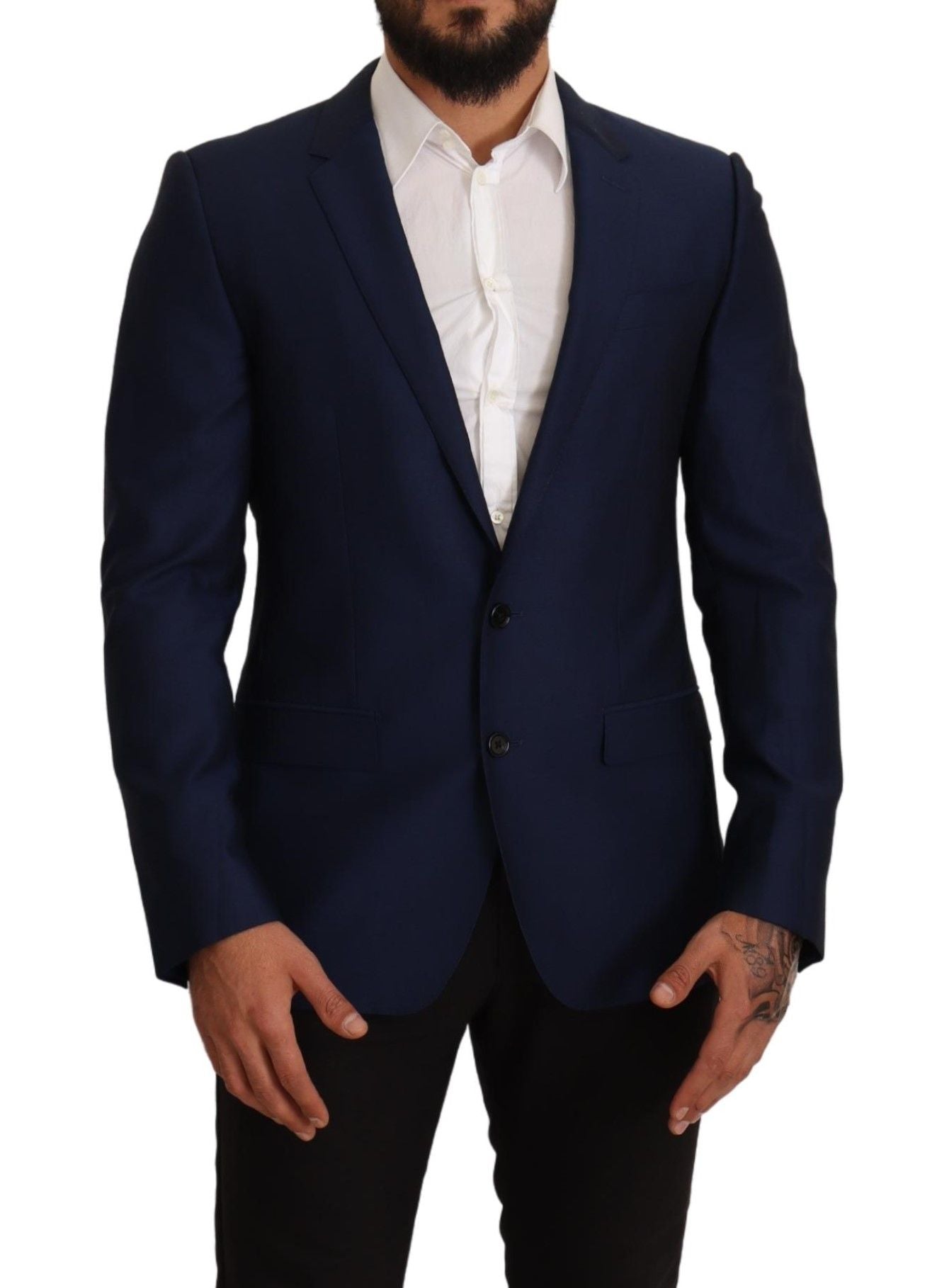 Dolce & Gabbana Navy Blue Virgin Wool Martini Men's Blazer