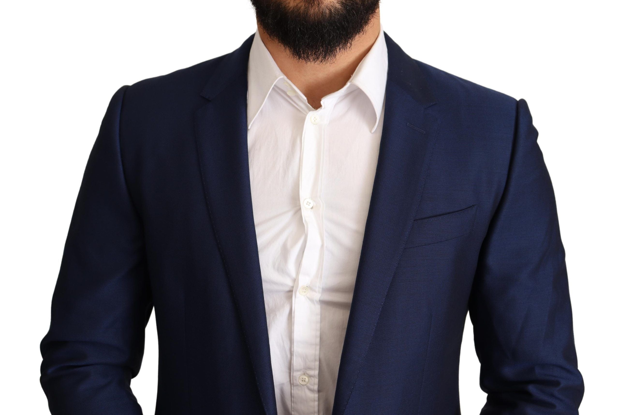 Dolce & Gabbana Navy Blue Virgin Wool Martini Men's Blazer