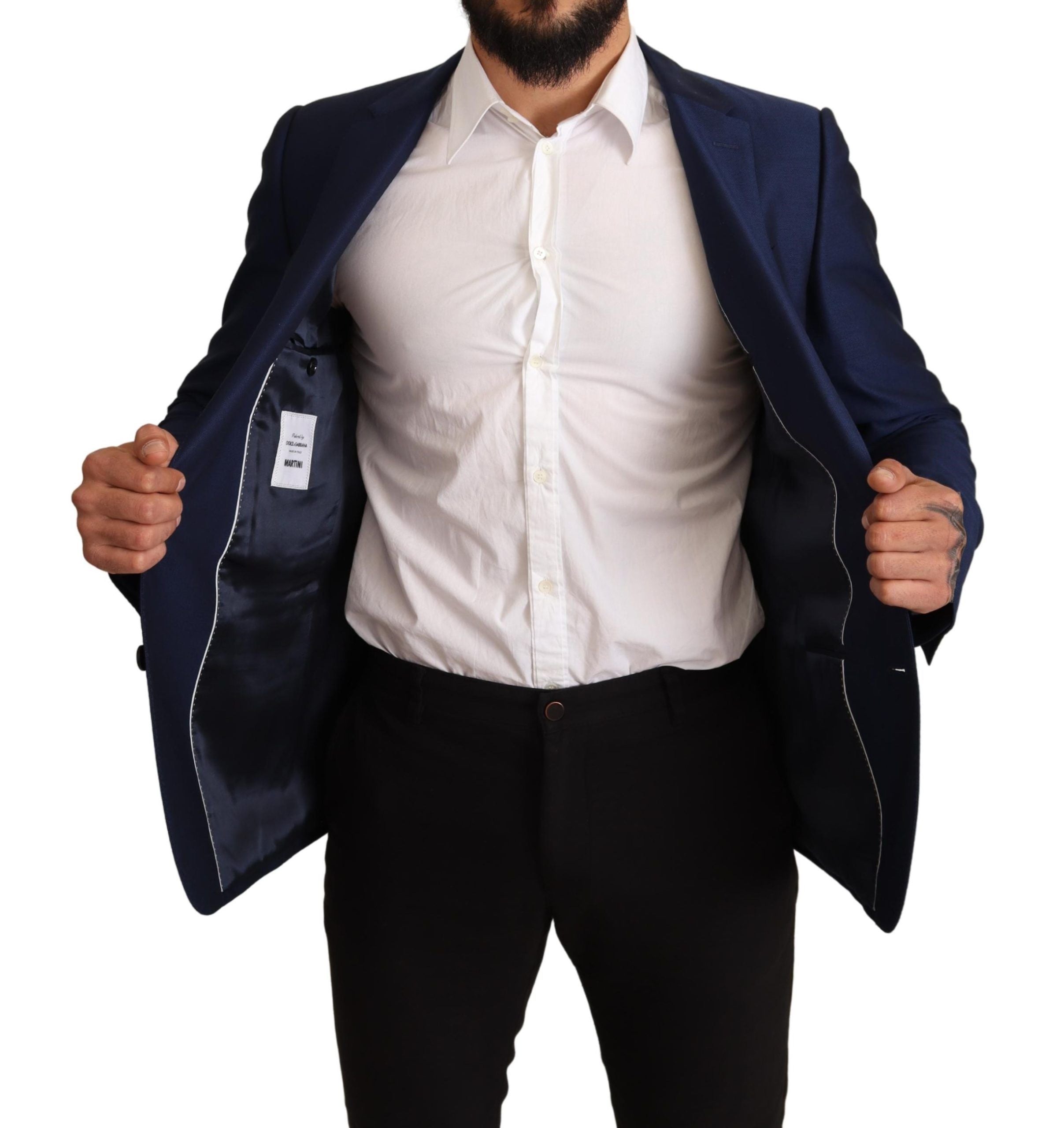 Dolce & Gabbana Navy Blue Virgin Wool Martini Men's Blazer