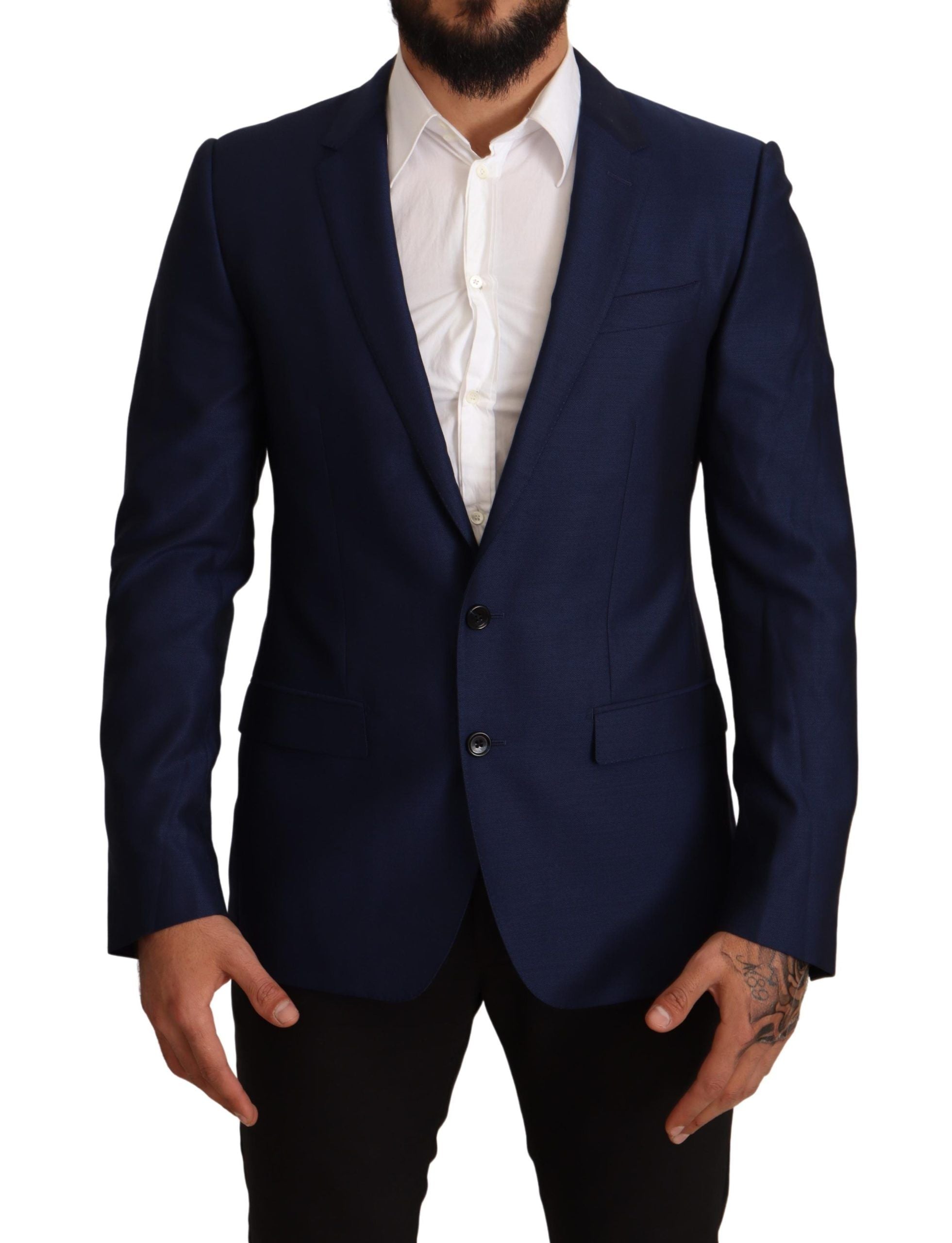 Dolce & Gabbana Navy Blue Virgin Wool Martini Men's Blazer