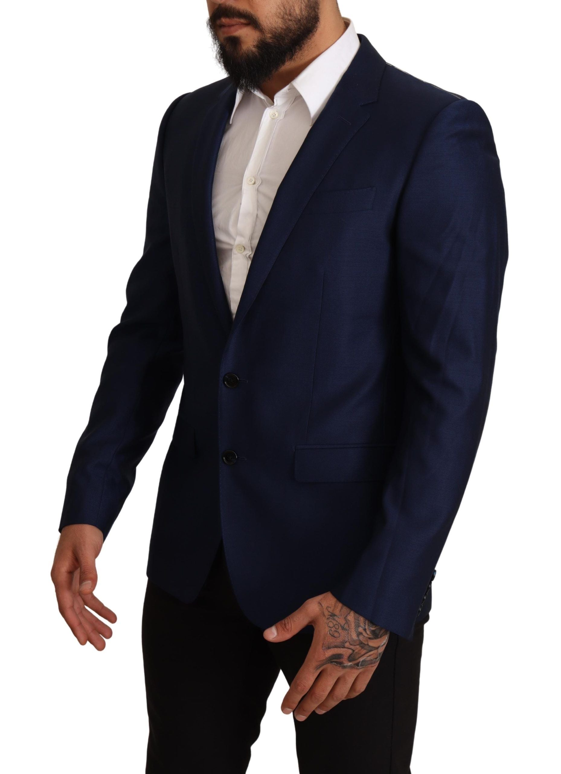 Dolce & Gabbana Navy Blue Virgin Wool Martini Men's Blazer